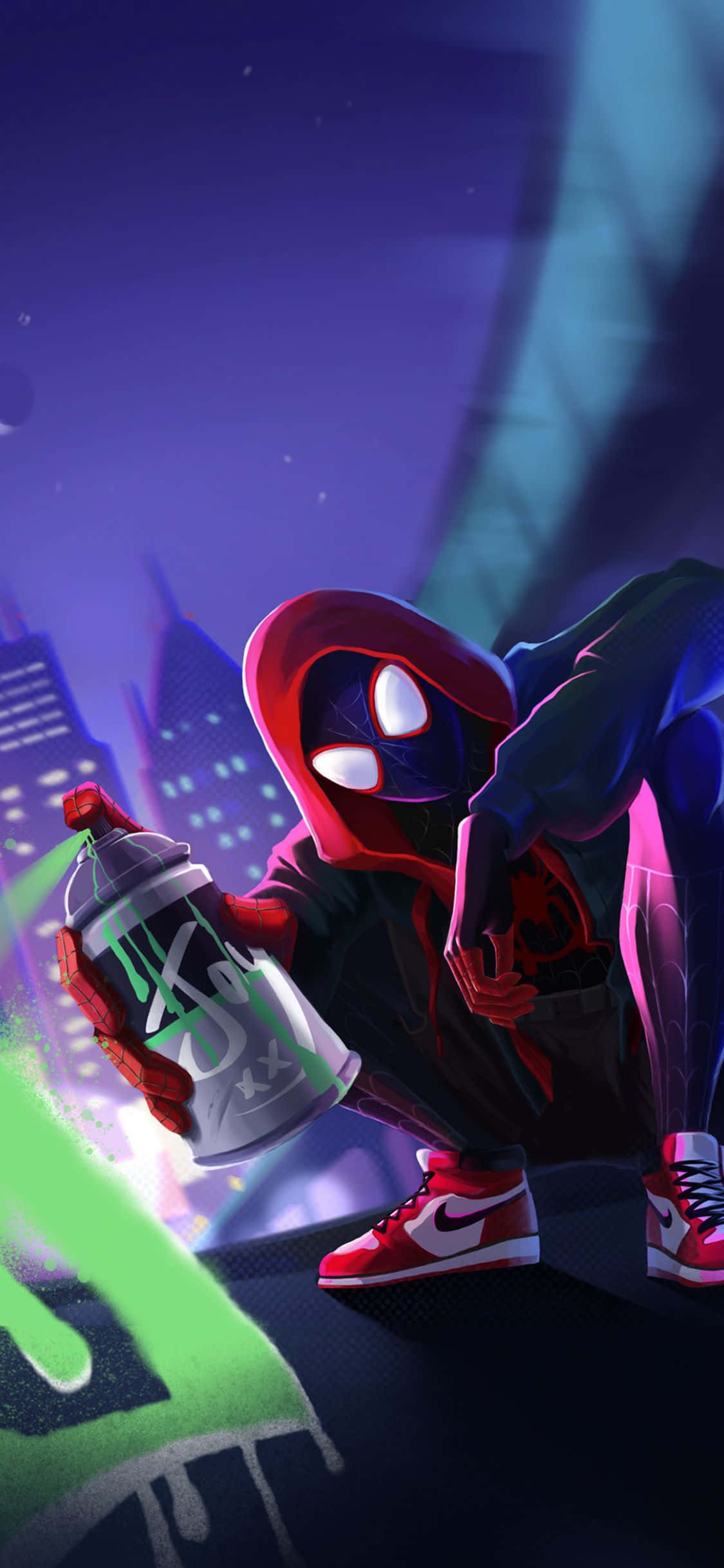 Hình nền Graffiti Marvel Người Nhện Miles Morales cho iPhone Hình nền