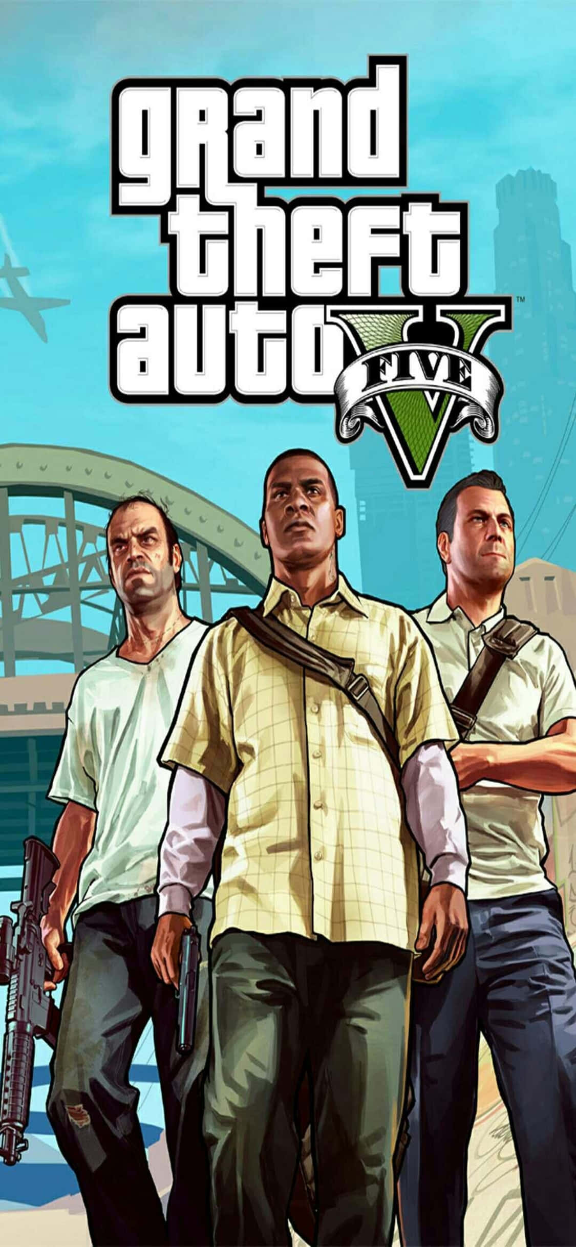 Hình nền Grand Theft Auto V iPhone X với ba nhân vật chính Hình nền
