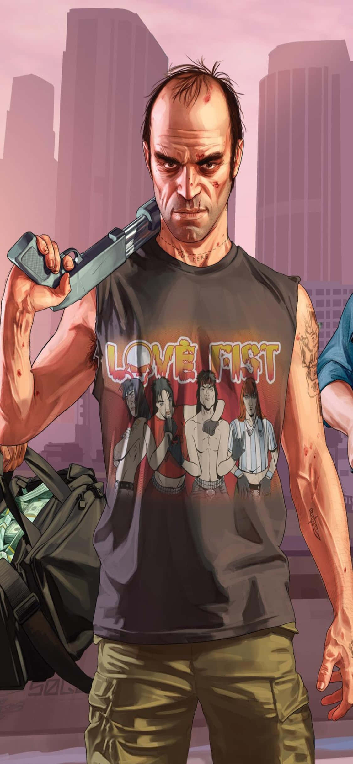 Hình nền Grand Theft Auto V iPhone X với Trevor và súng Hình nền