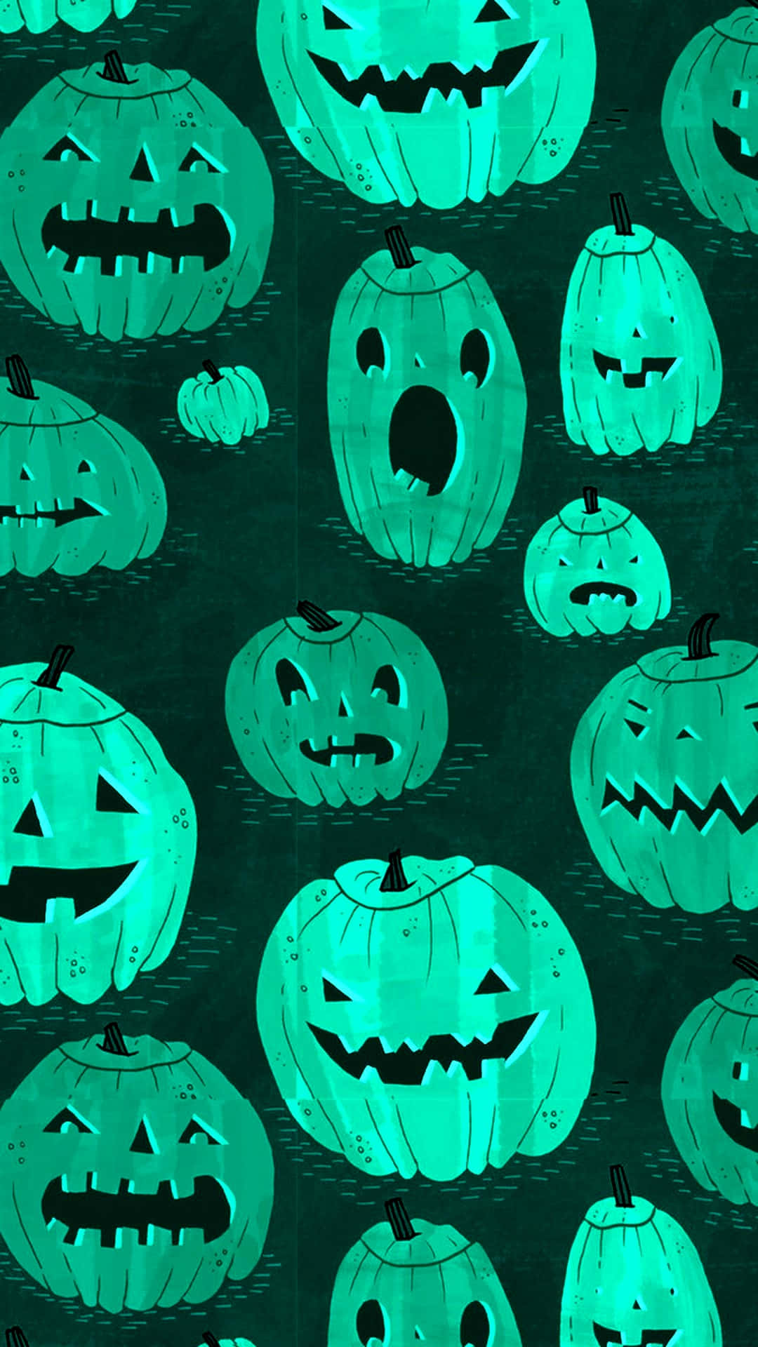 Hình nền Halloween iPhone với những quả bí ngô Jack O'Lantern màu xanh Hình nền