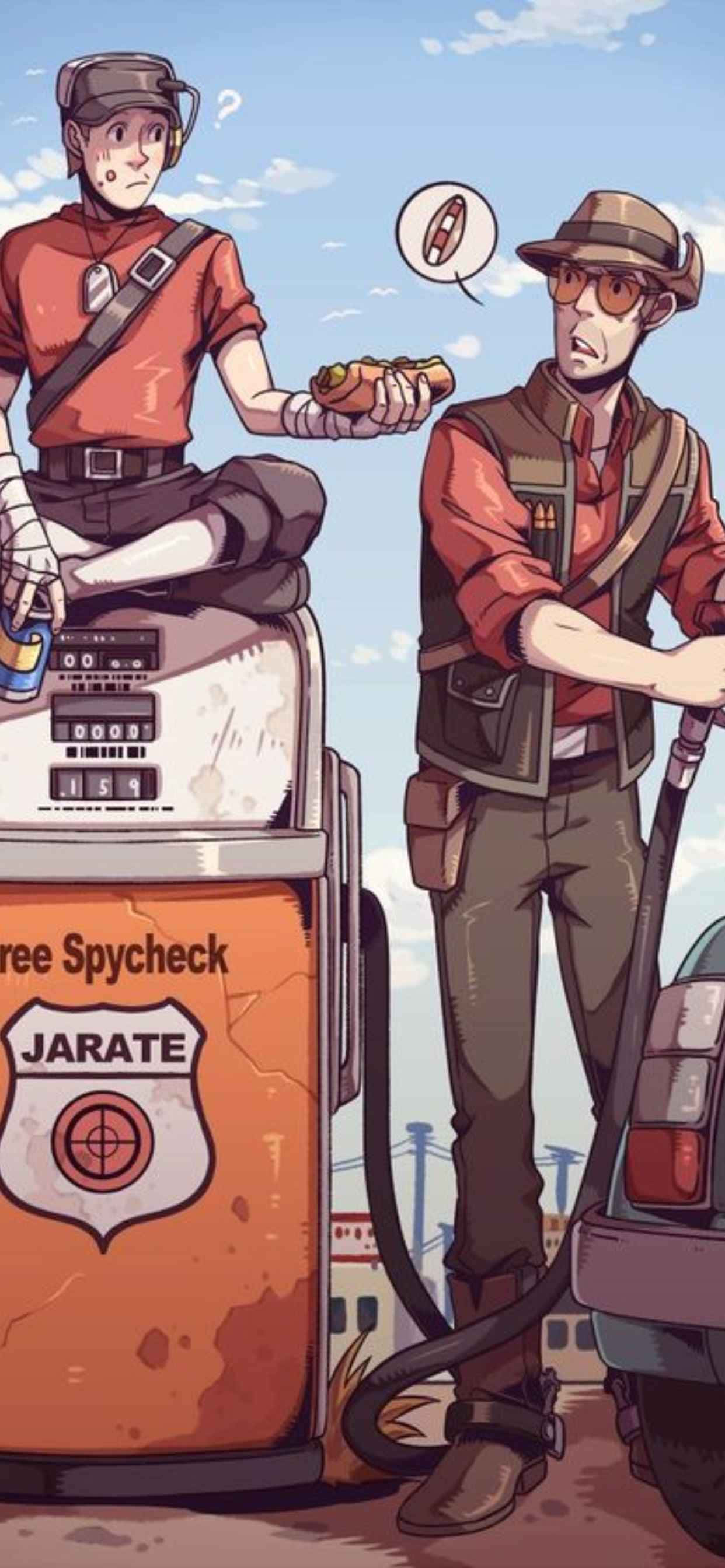 Nền Scout Và Sniper Hoạt Hình iPhone Xs Max Team Fortress 2 Hình nền