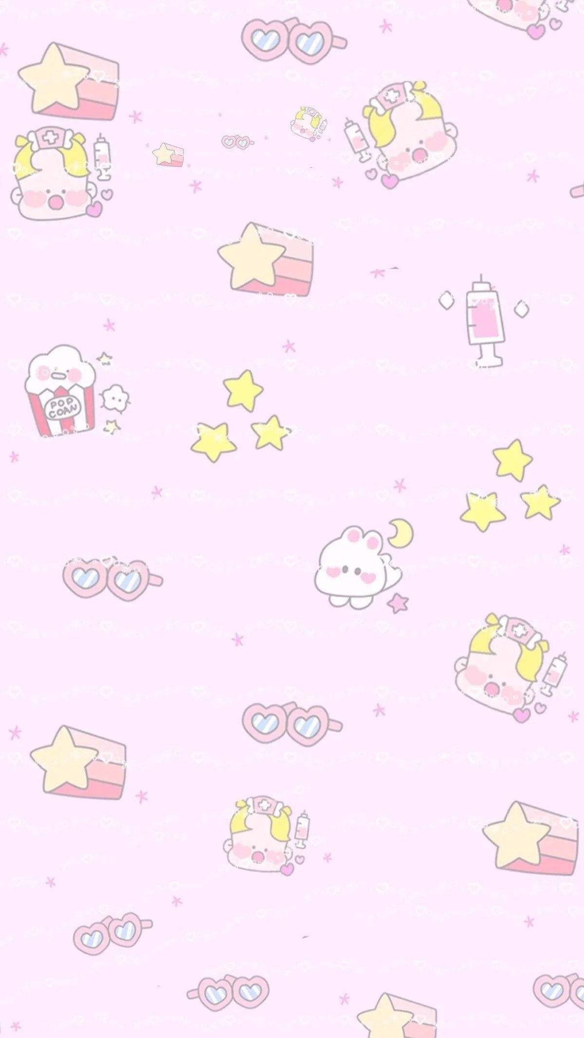 Hình nền iPad dễ thương phong cách Kawaii màu hồng Hình nền