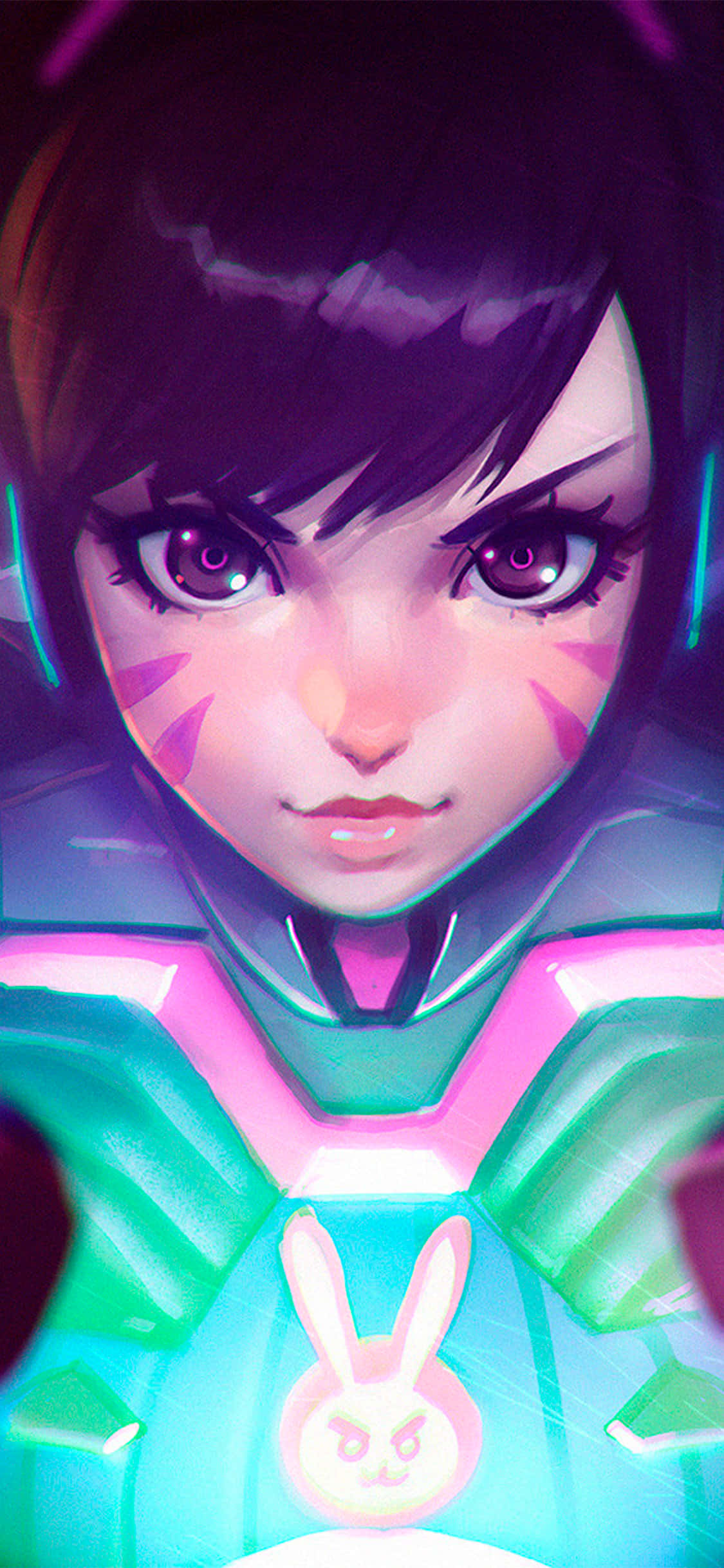 Hình nền iPhone Xs Max Overwatch D.Va Logo Thỏ Sáng Hình nền