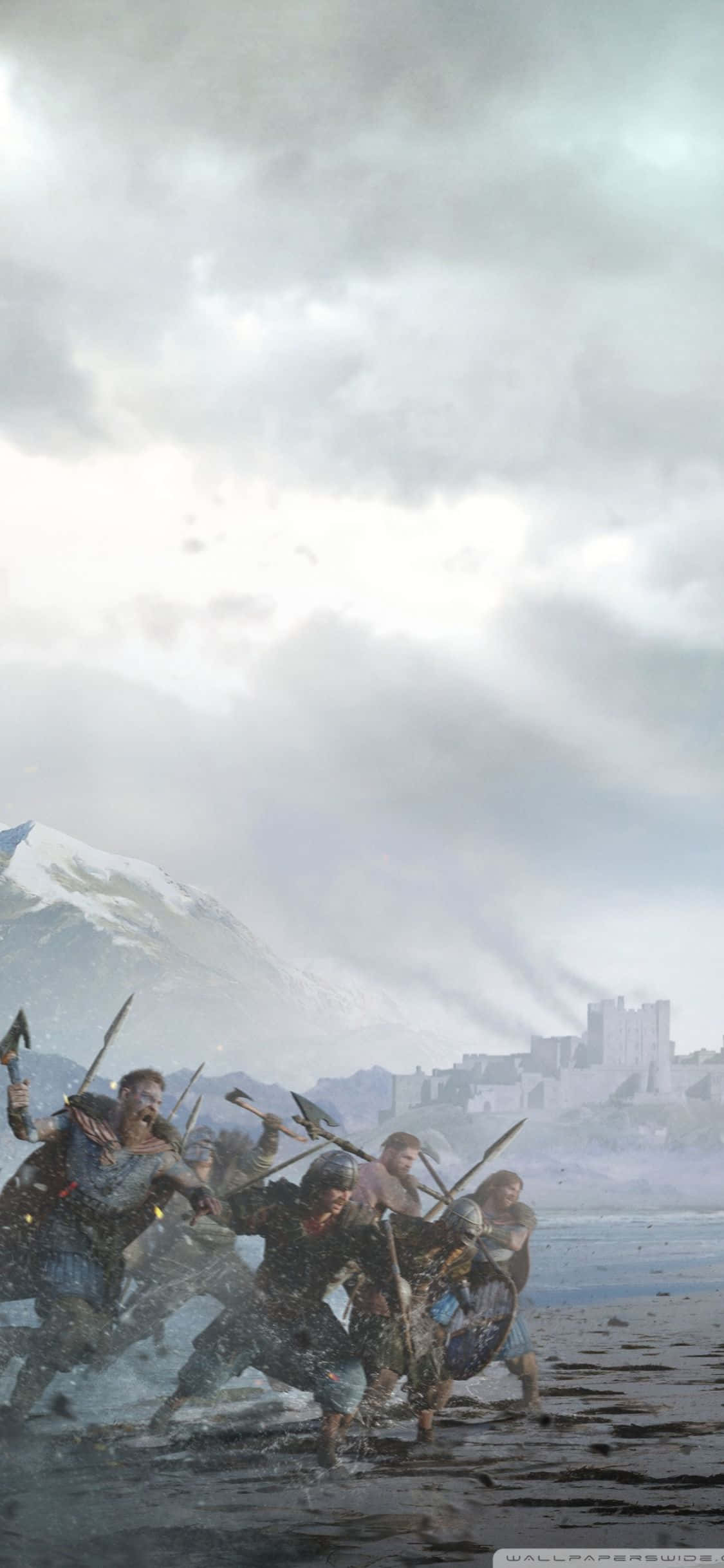 Hình nền iPhone Xs Assassin's Creed Valhalla Đội quân Viking tấn công Hình nền