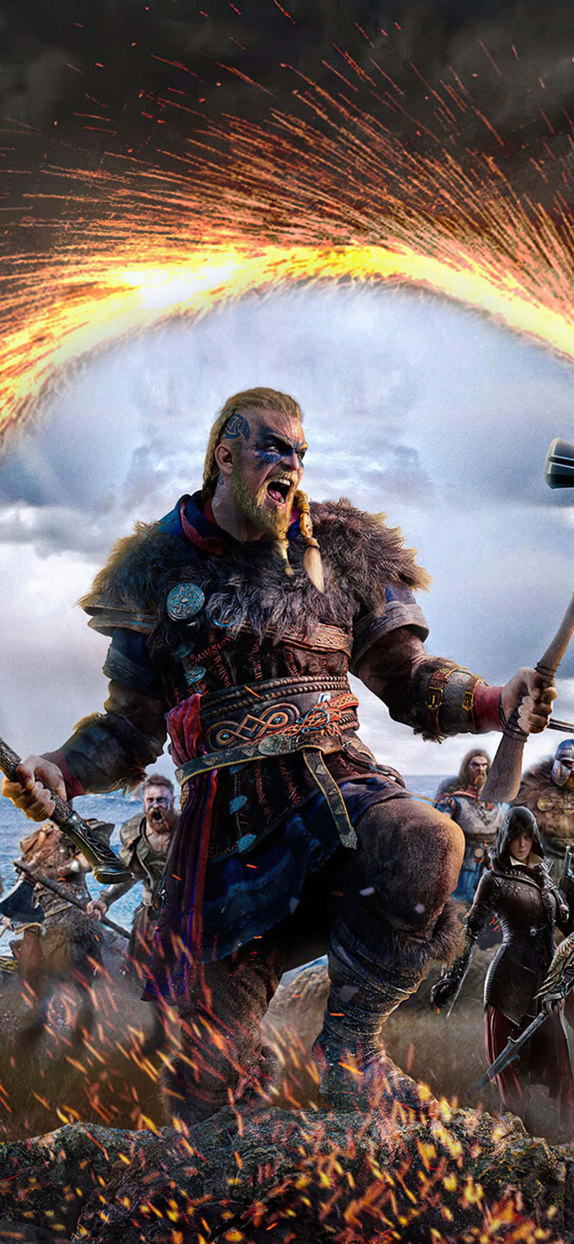 Hình nền iPhone XS Assassin's Creed Valhalla Eivor được triệu hồi Hình nền