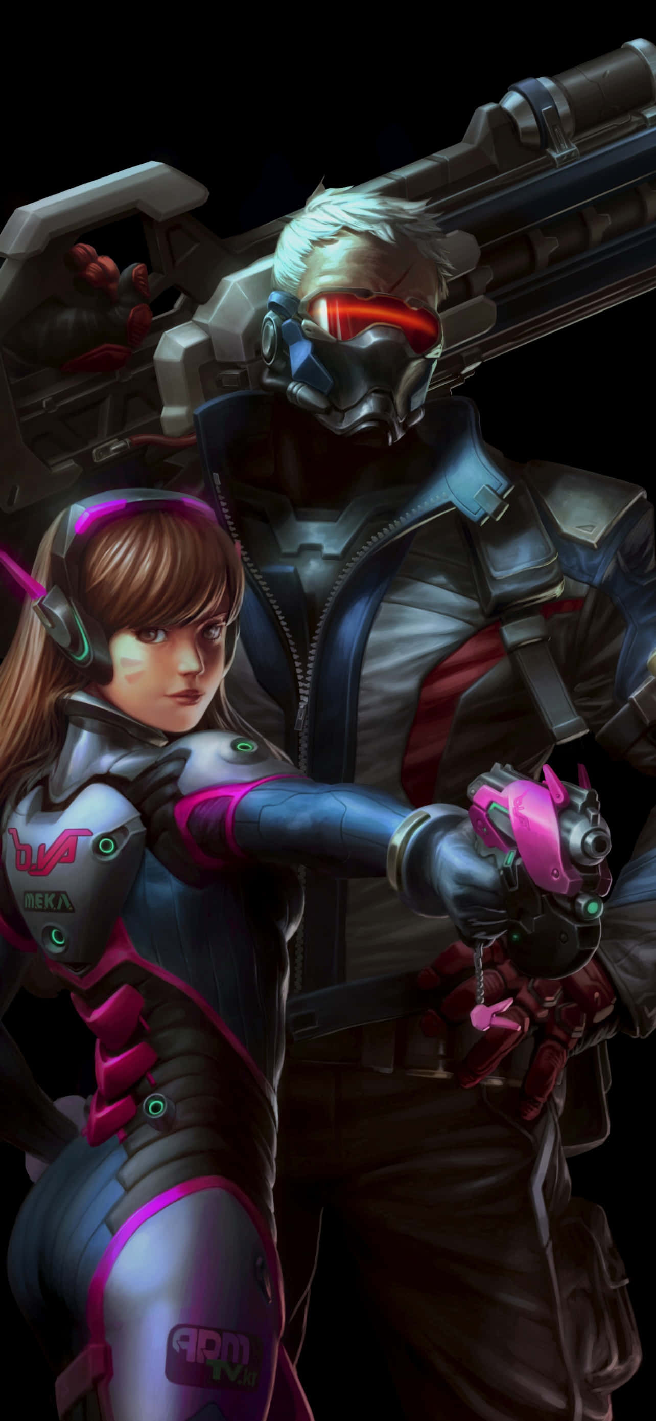 Hình nền iPhone Xs Max Overwatch D.Va cùng Soldier 76 Hình nền