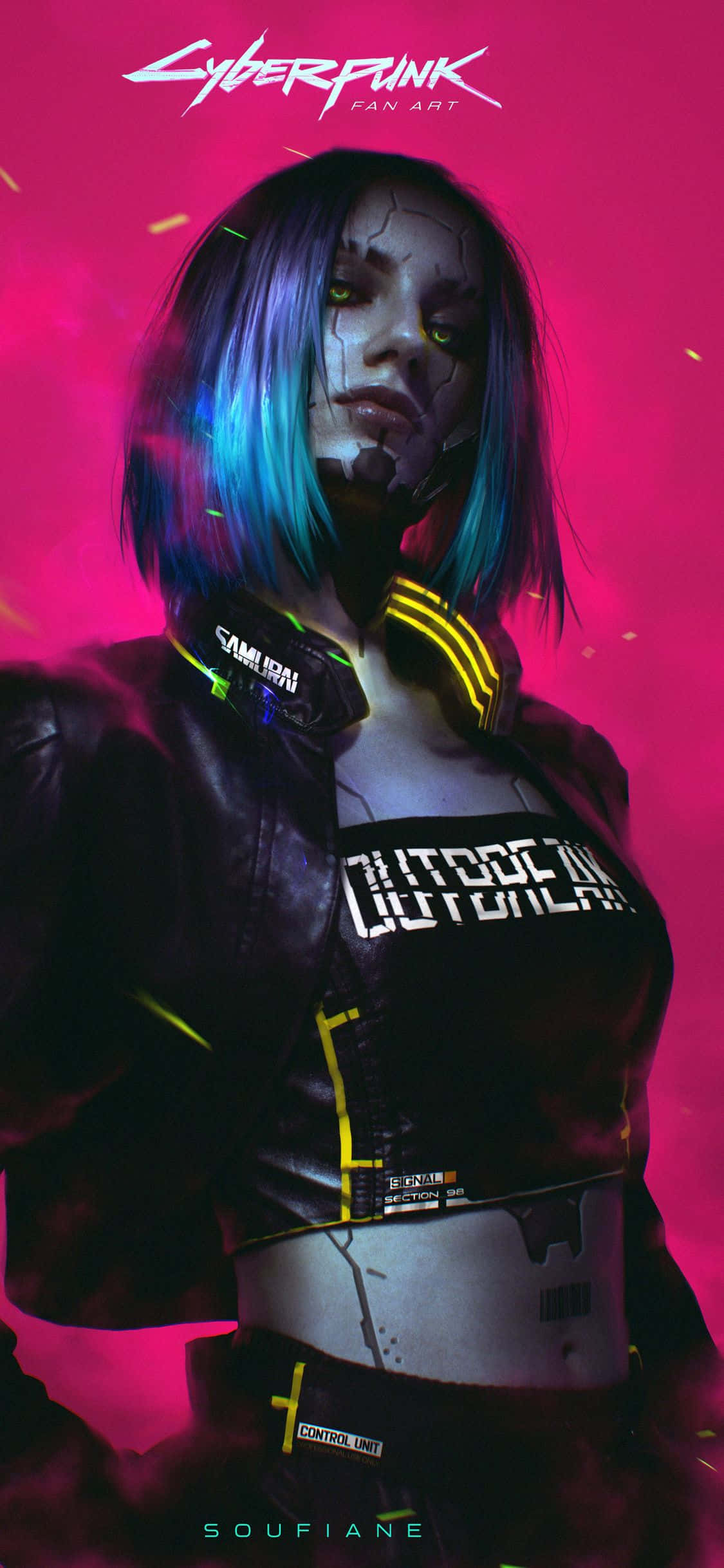 Hình nền iPhone XS Max Cyberpunk 2077 Cyborg Hồng Hình nền