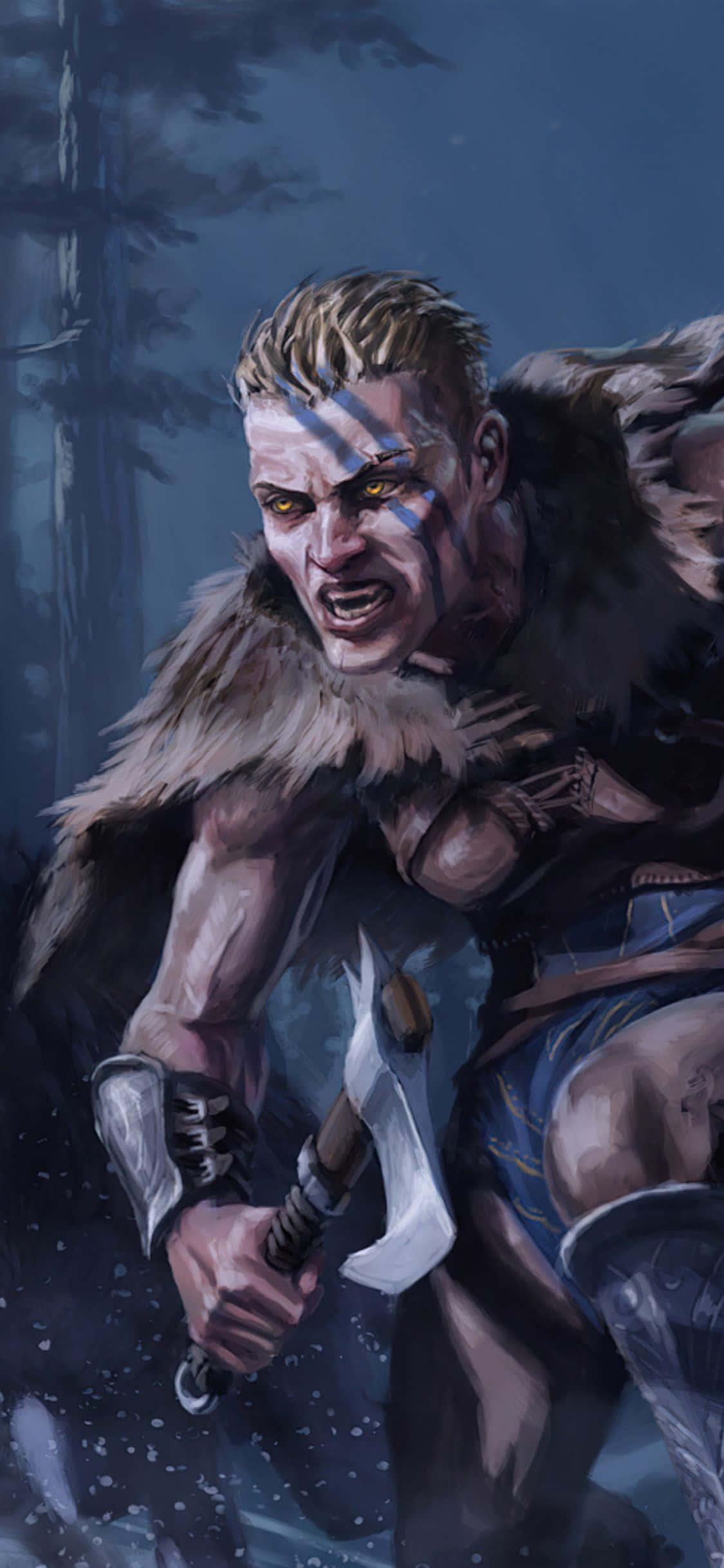 Hình nền iPhone Xs Assassin's Creed Valhalla Nữ Viking tấn công Hình nền