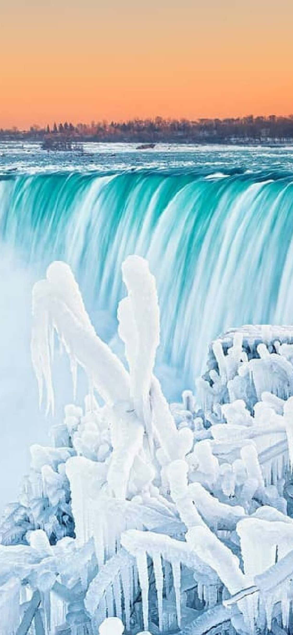 Hình nền Thác Niagara đóng băng cho iPhone X Hình nền