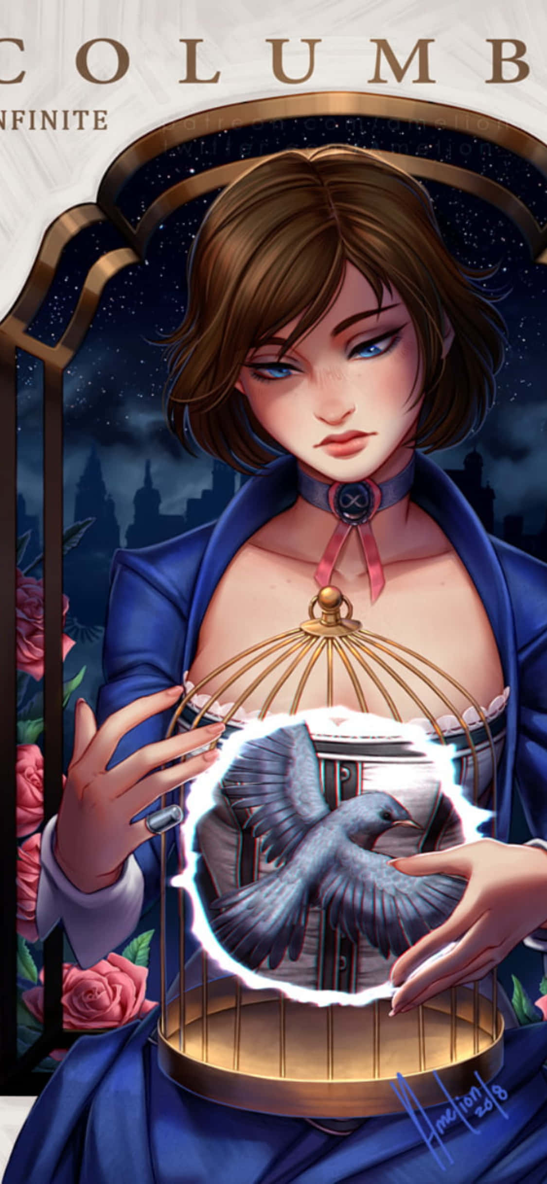 Hình Nền iPhone X Bioshock Infinite Fanart Vẽ Elizabeth Với Chim Hình nền
