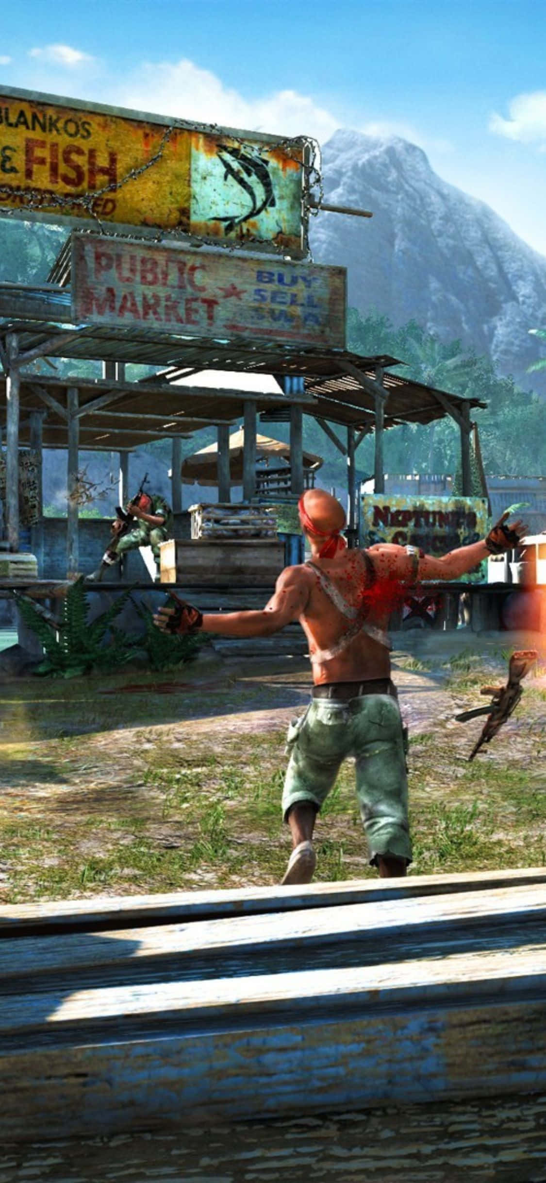 Hình nền iPhone X Far Cry 3 Người đàn ông bị bắn súng Hình nền