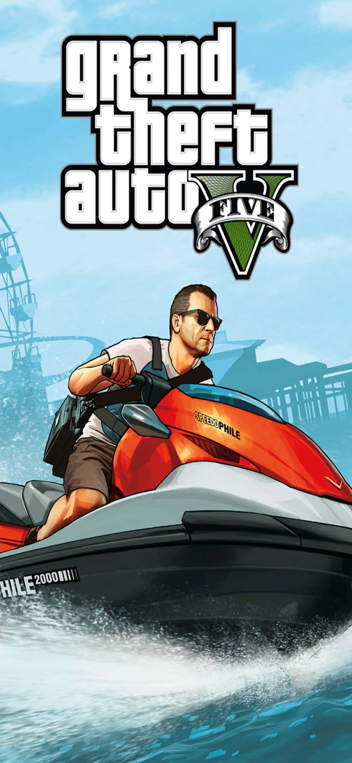 Hình nền iPhone X Grand Theft Auto V và mô tô nước Hình nền