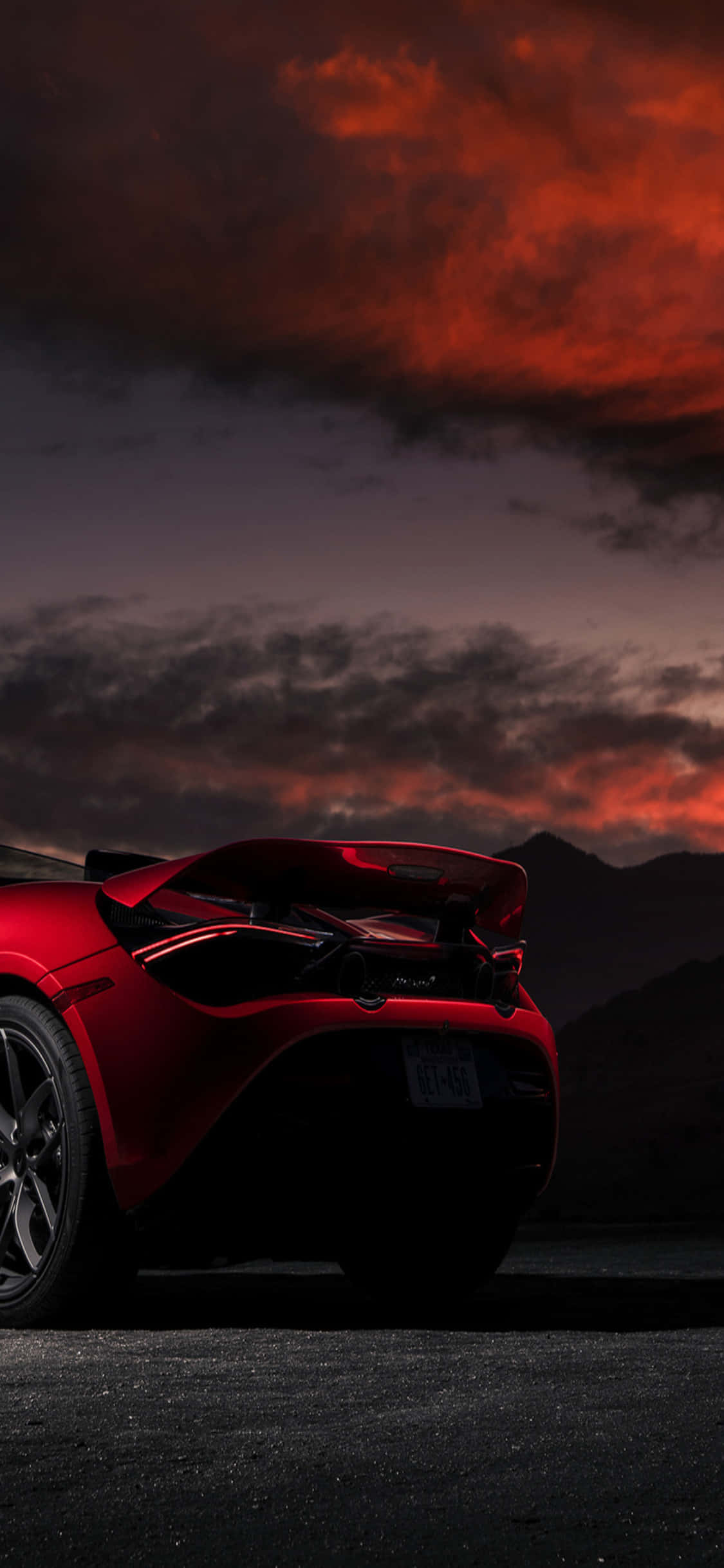 Hình nền iPhone X Mclaren 720s Hoàng hôn đỏ Hình nền