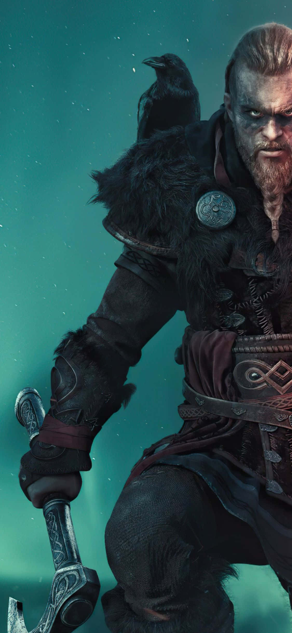 Hình nền iPhone Xs Assassin's Creed Valhalla Eivor Với Quạ Hình nền