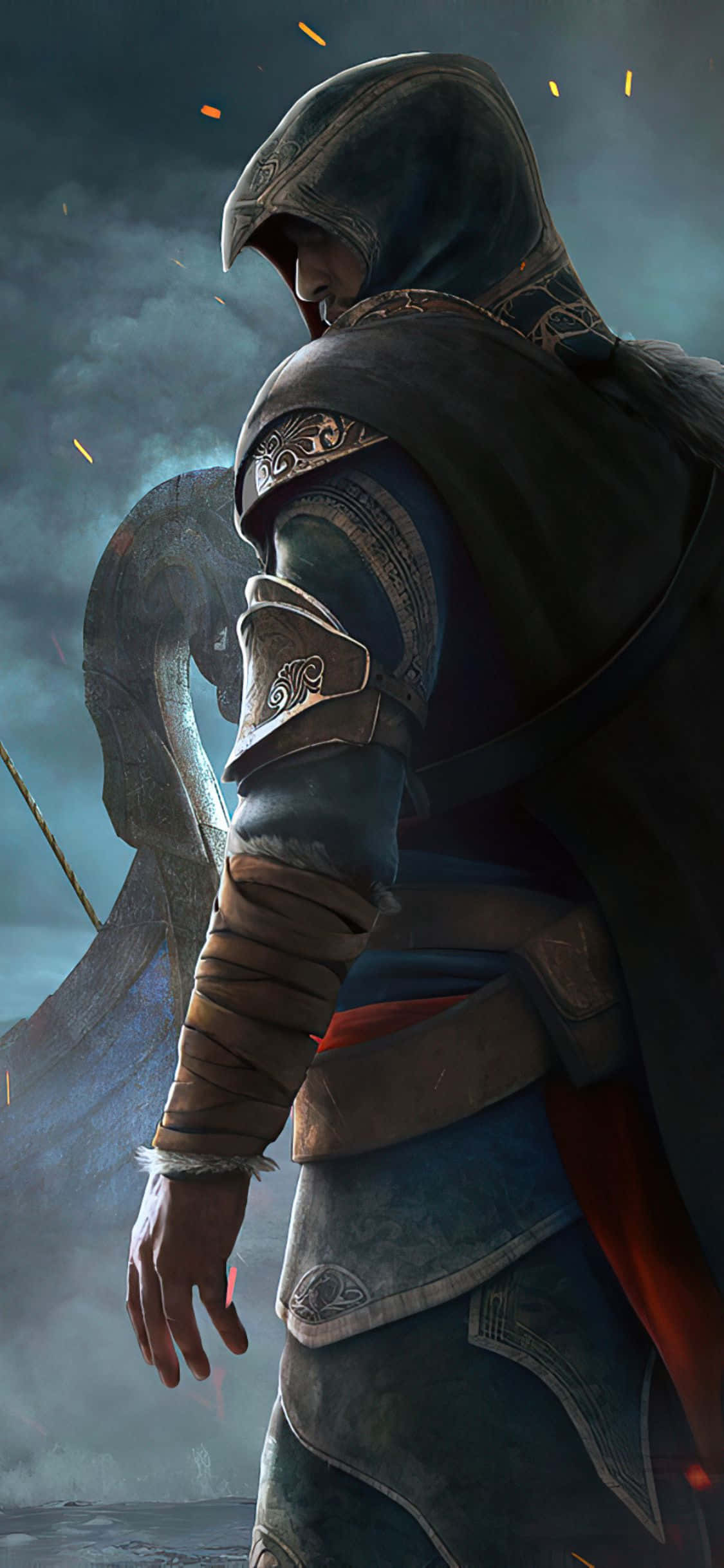 Hình nền iPhone Xs Assassin's Creed Valhalla Sát thủ trùm kín Hình nền