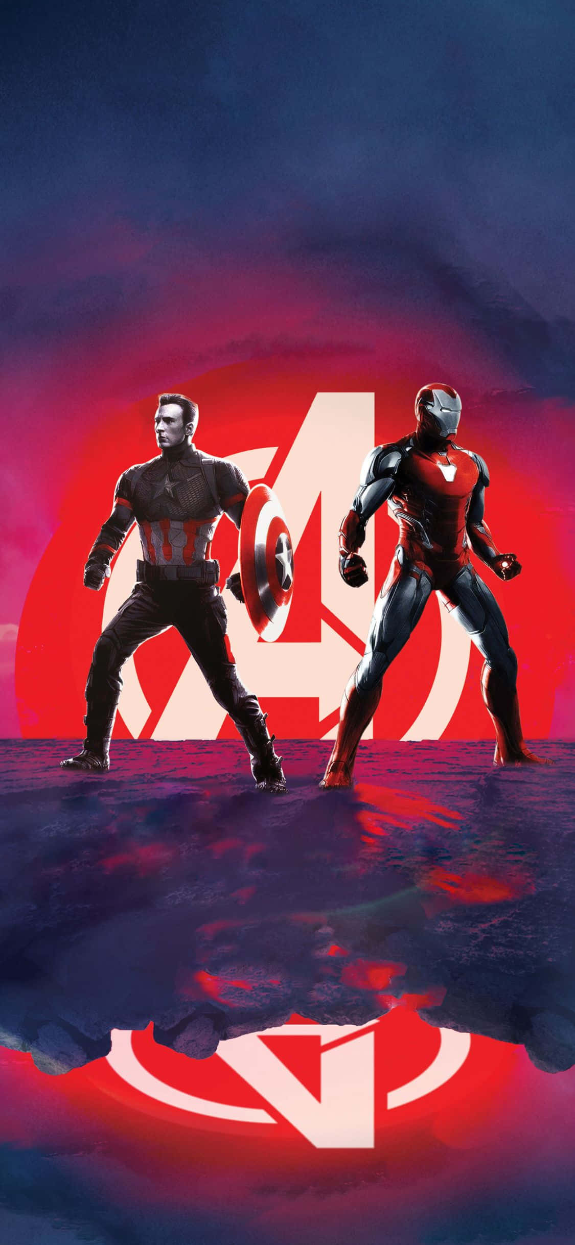Nền iPhone XS Avengers Người Sắt Và Captain America Hình nền