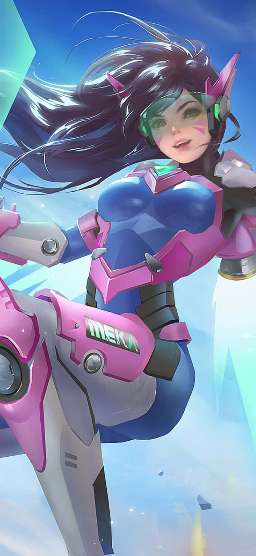 Hình nền iPhone Xs Max Overwatch D.Va bay trên không Hình nền