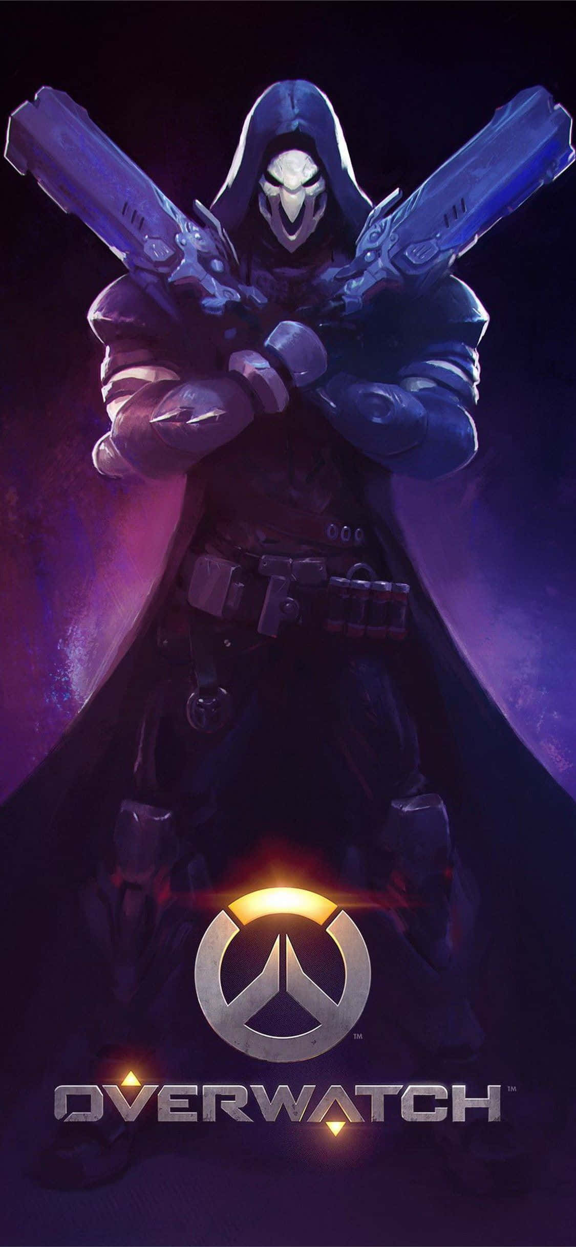 Hình nền iPhone Xs Max Overwatch Reaper và logo Overwatch Hình nền