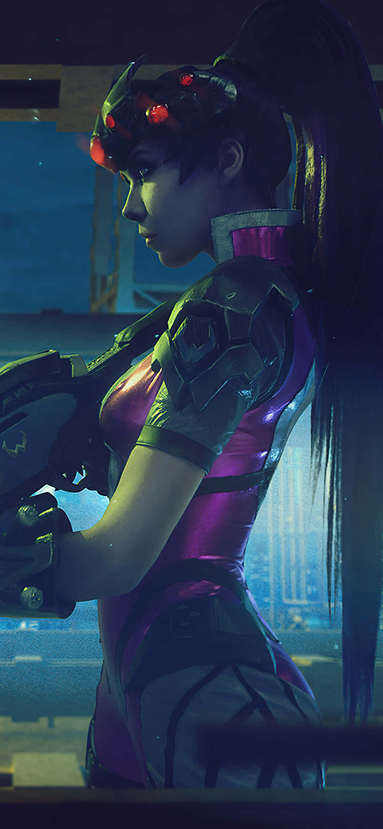 Hình nền iPhone Xs Max Overwatch Widowmaker nhìn nghiêng Hình nền