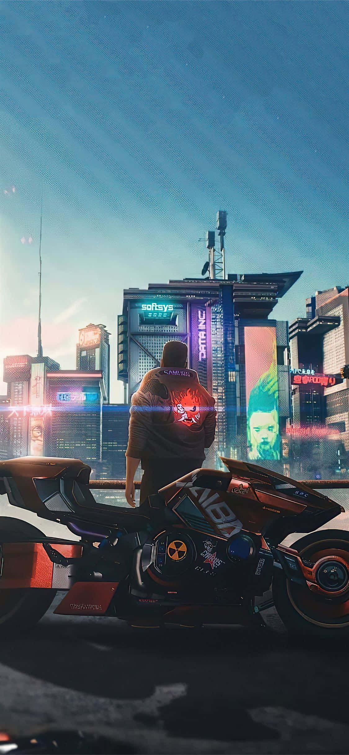 Hình nền iPhone XS Max với logo Samurai Cyberpunk 2077 Hình nền