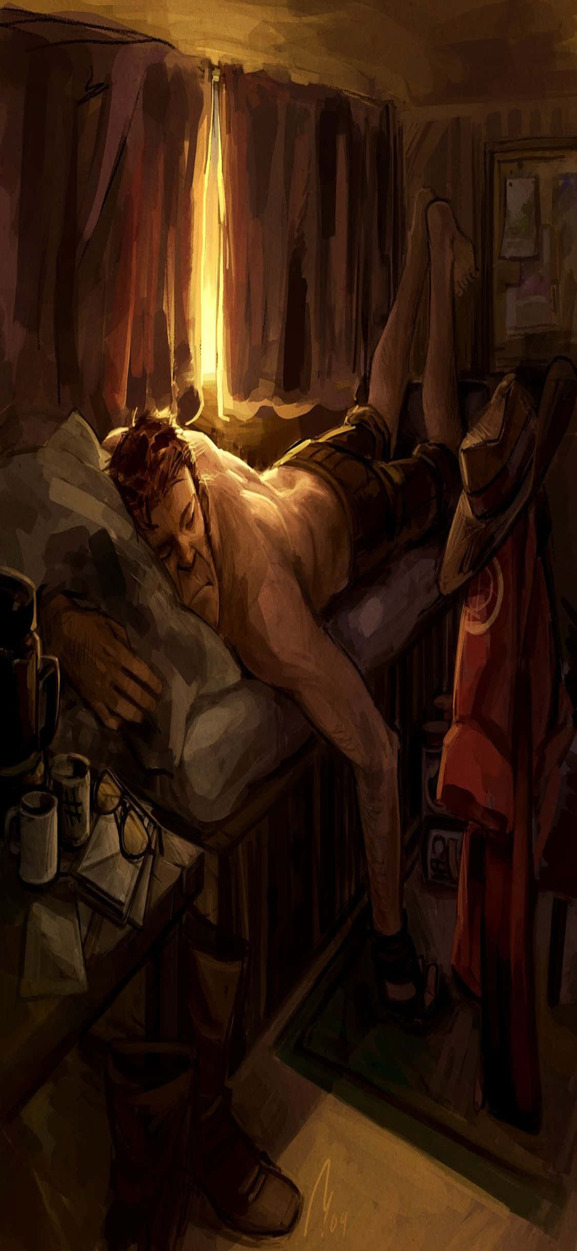 Hình nền iPhone Xs Tf2 Fanart Tranh Vẽ Sniper Đang Ngủ Hình nền