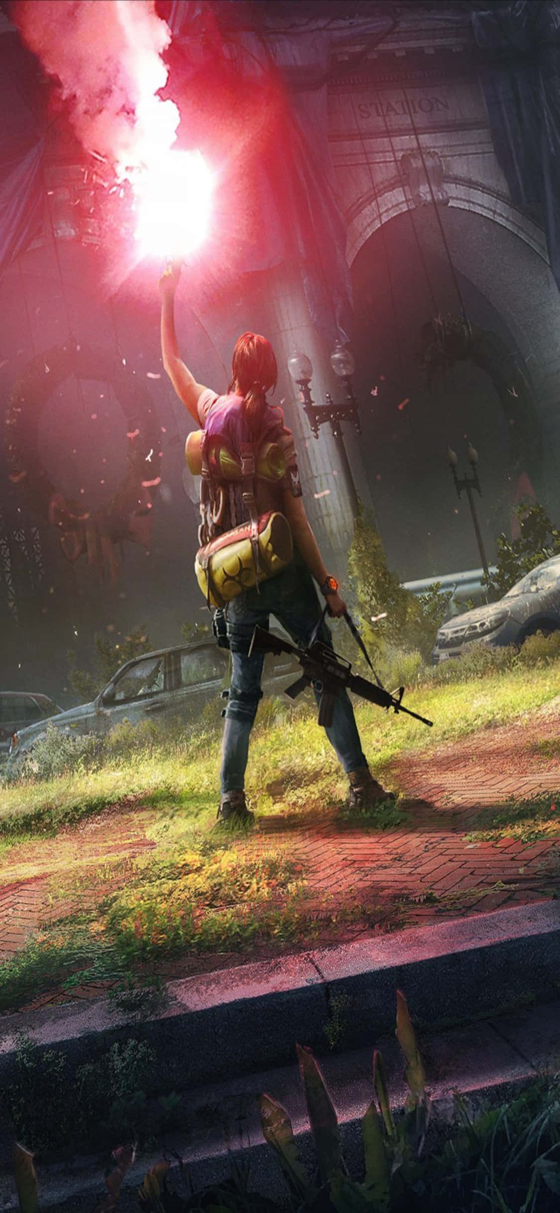 Hình nền iPhone Xs The Division: Người phụ nữ với súng bắn pháo sáng Hình nền