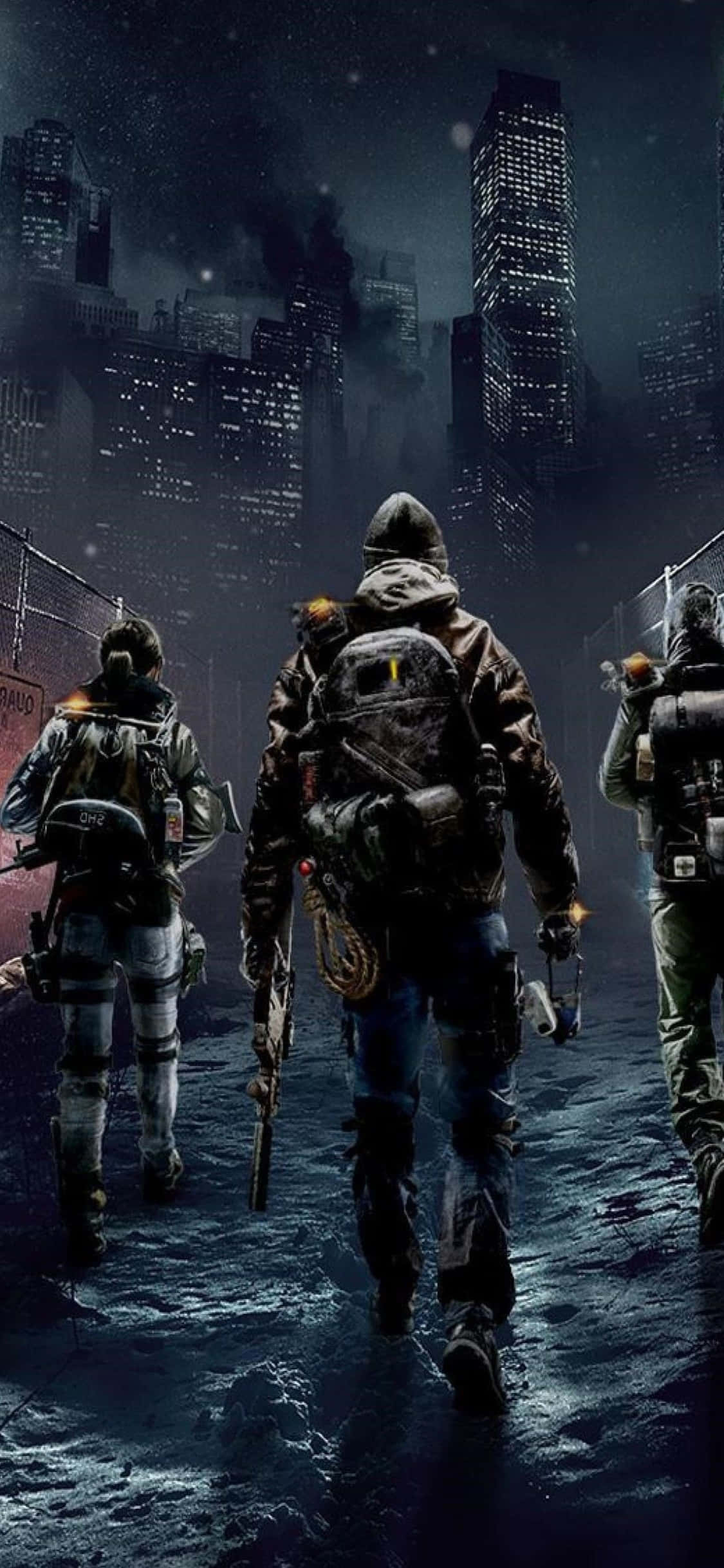 Hình nền iPhone Xs The Division: Đội hình tiến vào thành phố Hình nền