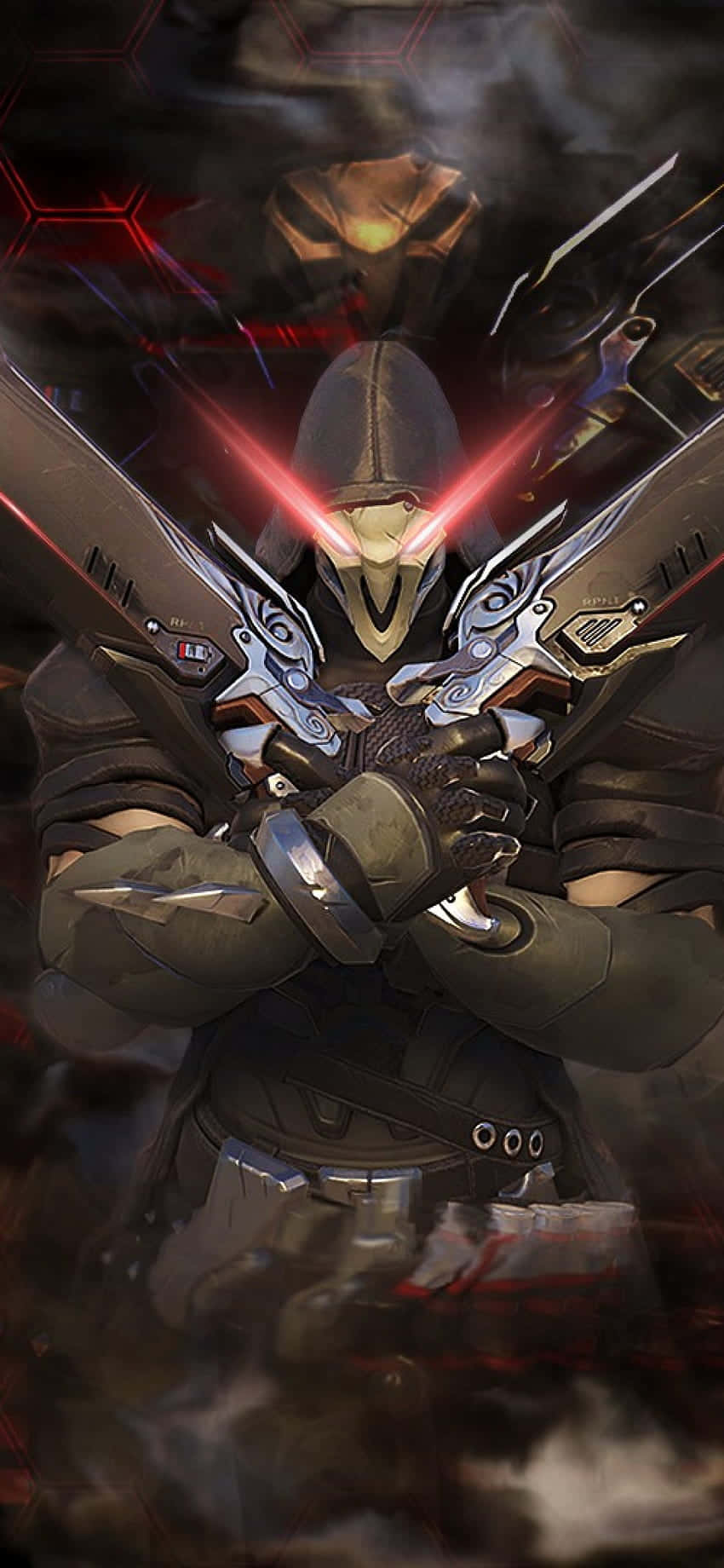 Hình nền iPhone Xs Max Overwatch Reaper hai súng Hình nền