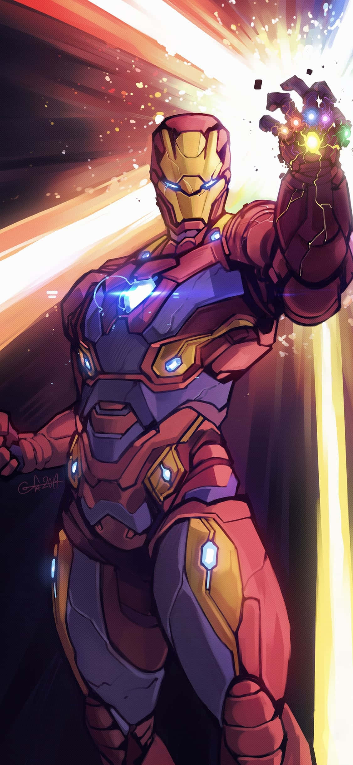 Hình nền Iron Man với Viên đá Vô cực cho iPhone X Hình nền