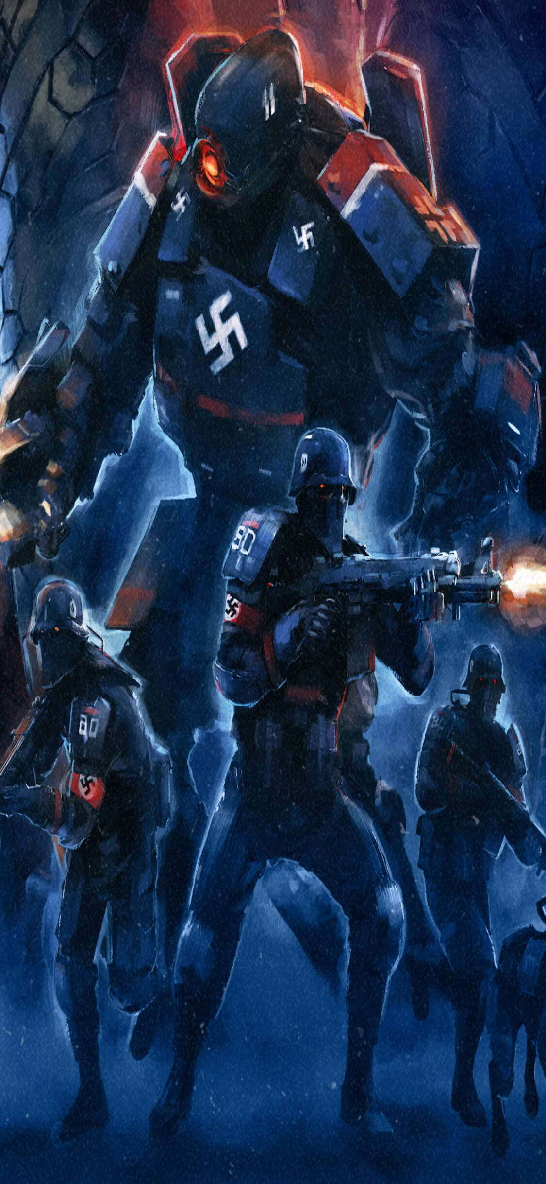 Hình nền lính Đức Quốc xã Wolfenstein II cho iPhone Xs Hình nền