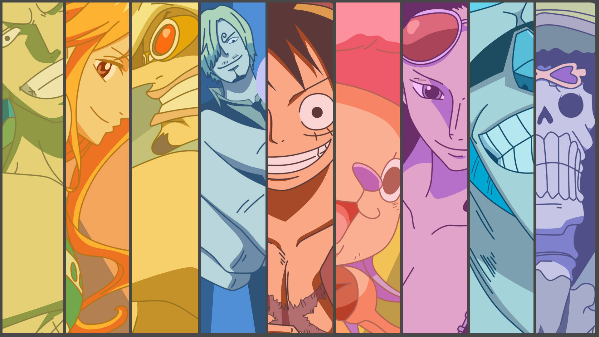 Hình nền máy tính ghép dọc One Piece Hình nền