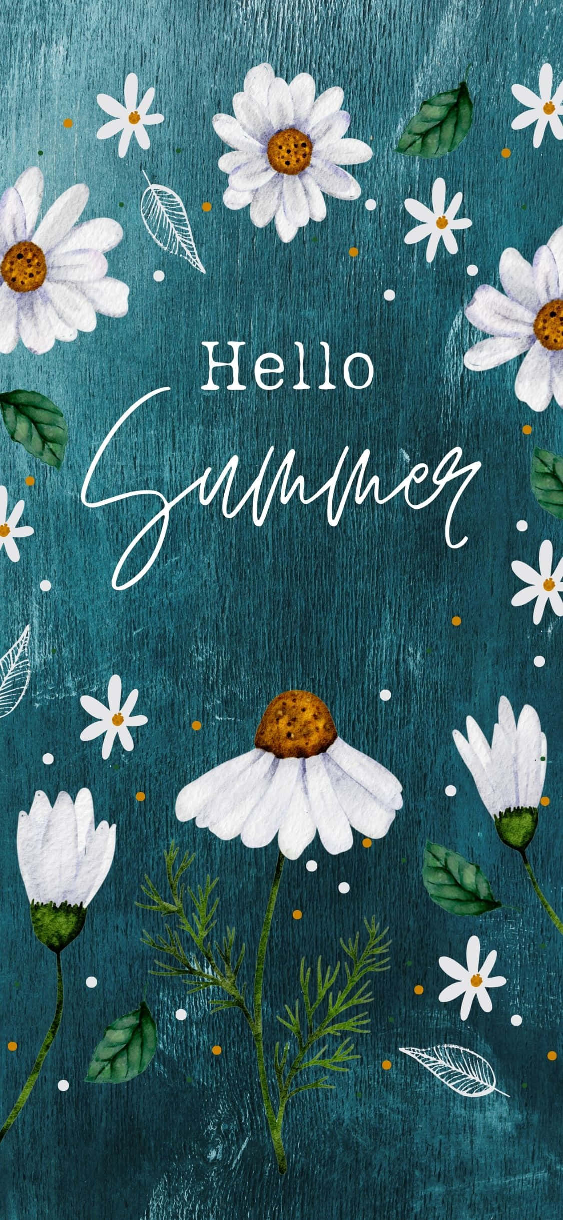 Hình nền mùa hè iPhone X: Hoa và dòng chữ Hello Summer Hình nền