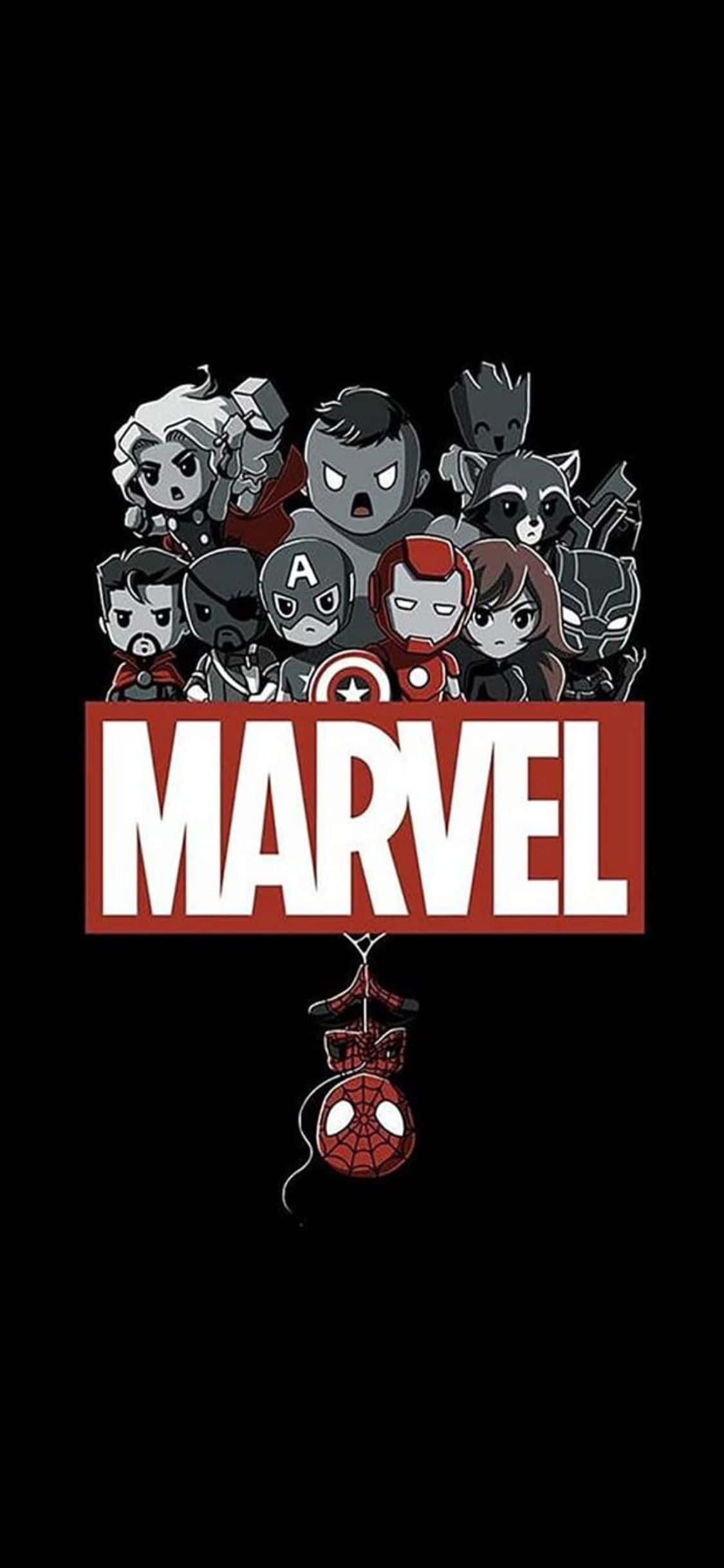 Hình nền Siêu anh hùng Chibi iPhone XS Marvel Hình nền