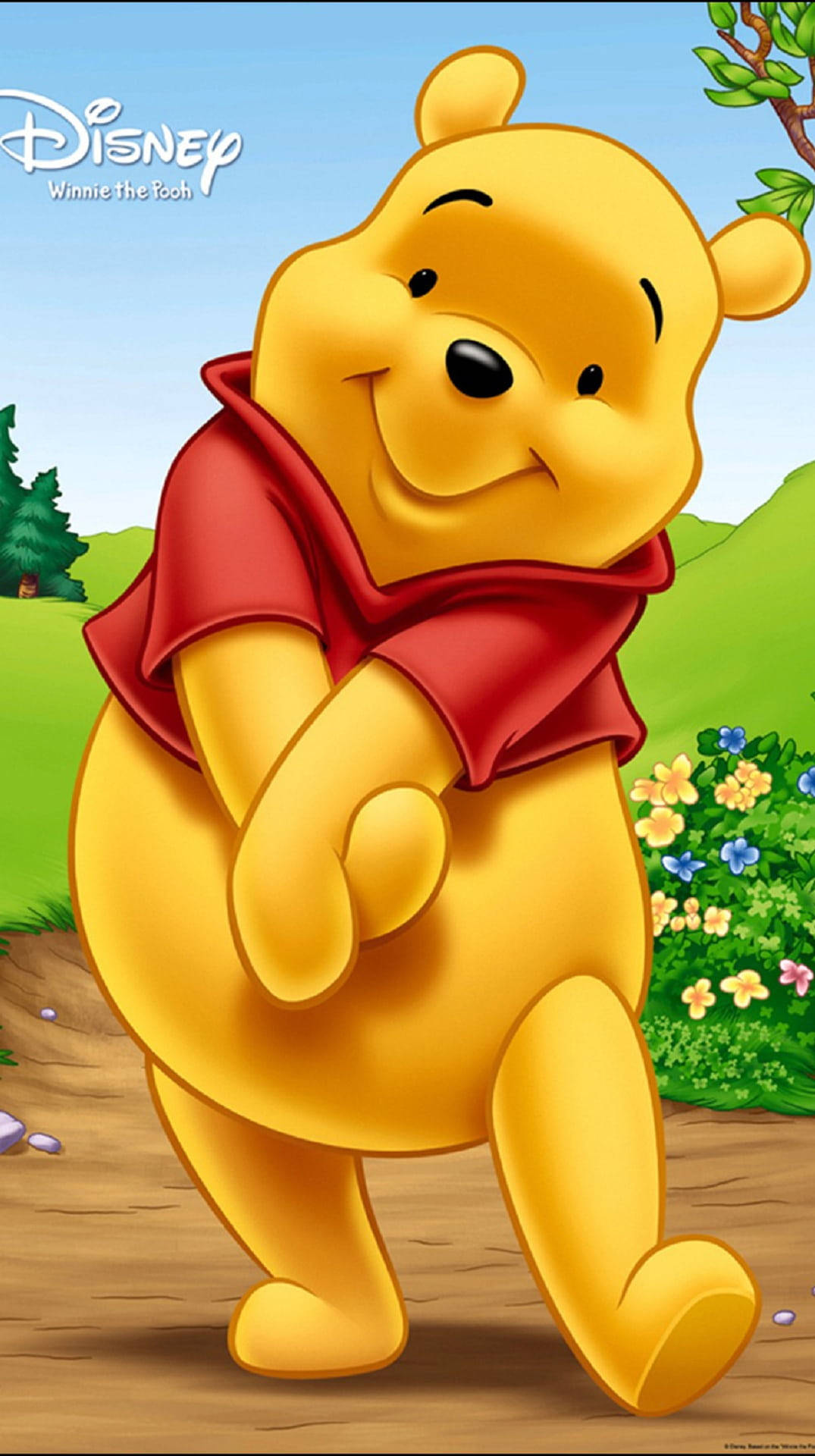 Hình nền Winnie The Pooh dễ thương cho iPhone có logo Disney