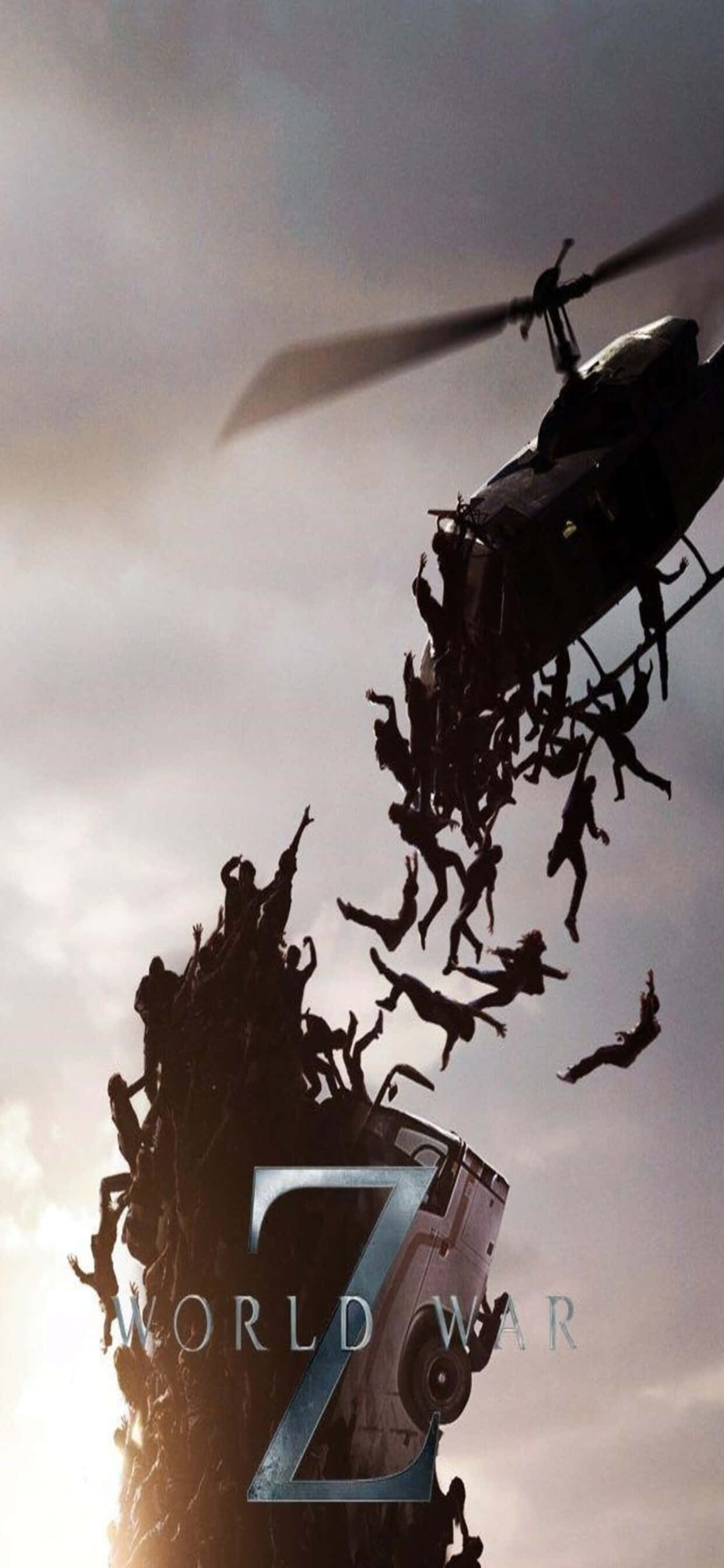 Hình nền World War Z iPhone XS Max với trực thăng bị hạ Hình nền