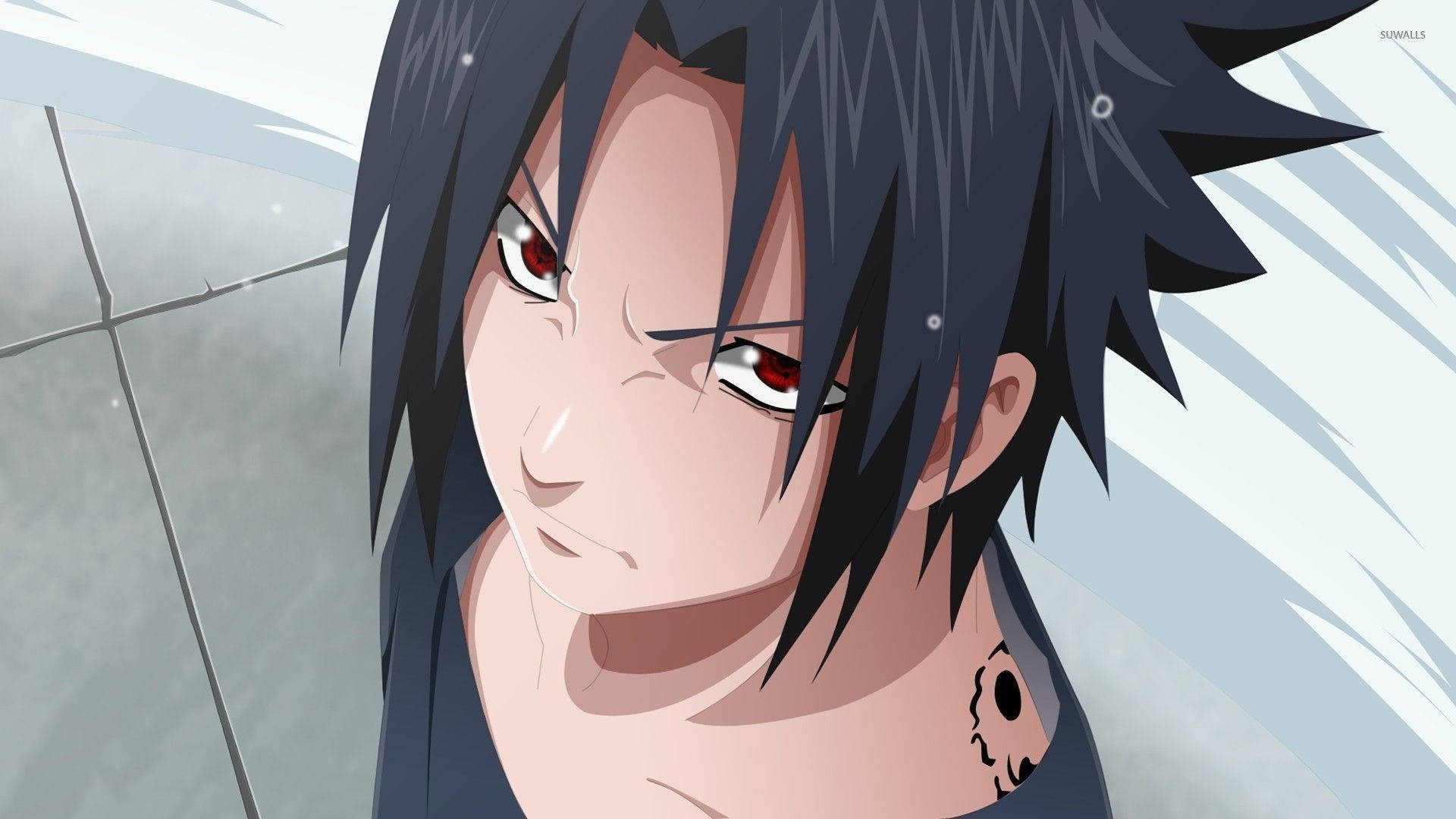 Hình nền Sasuke Uchiha với hình xăm Ấn Nguyền của Thiên Đường.