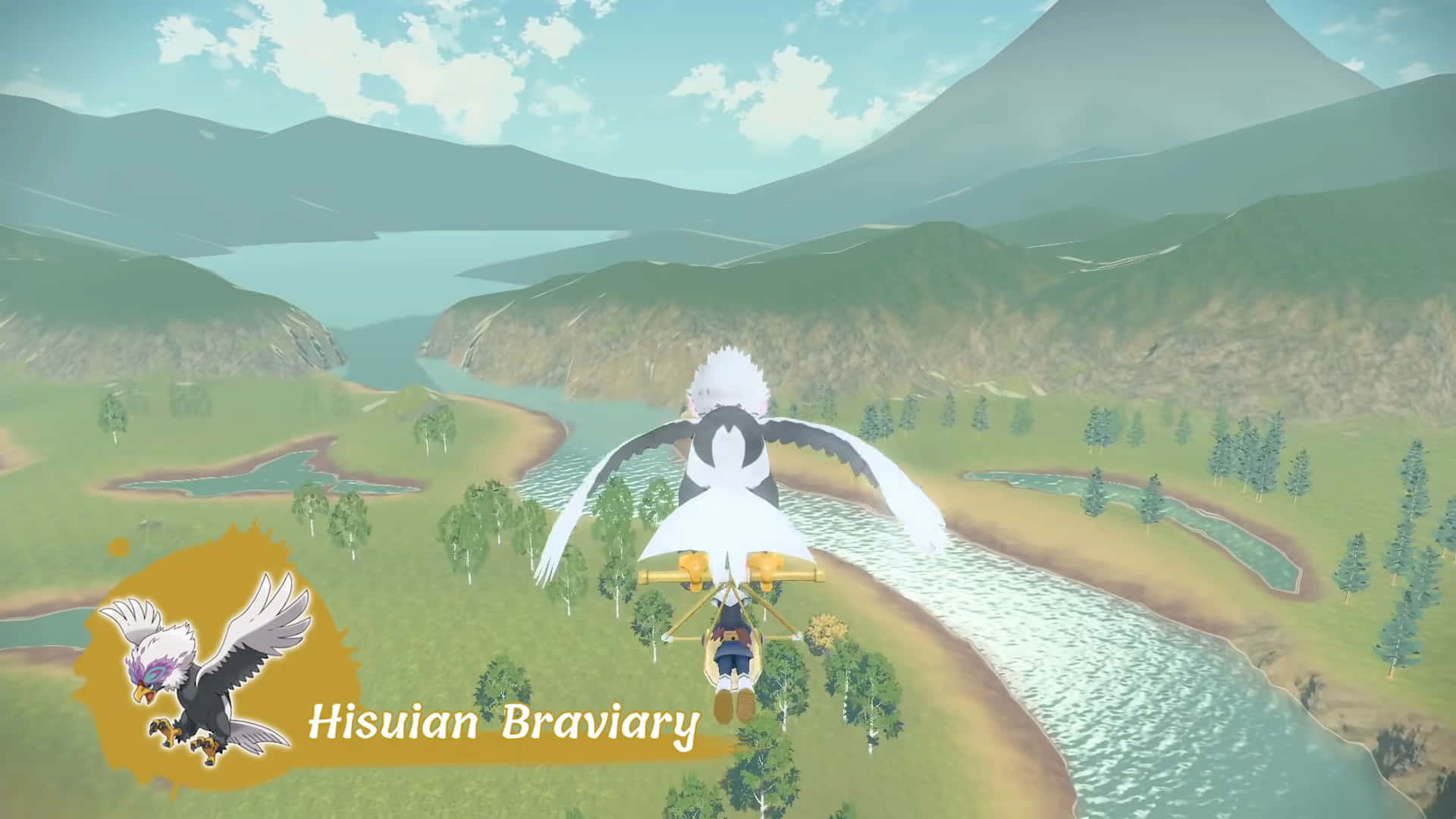 Hisuian Braviary bay trên sông Hình nền