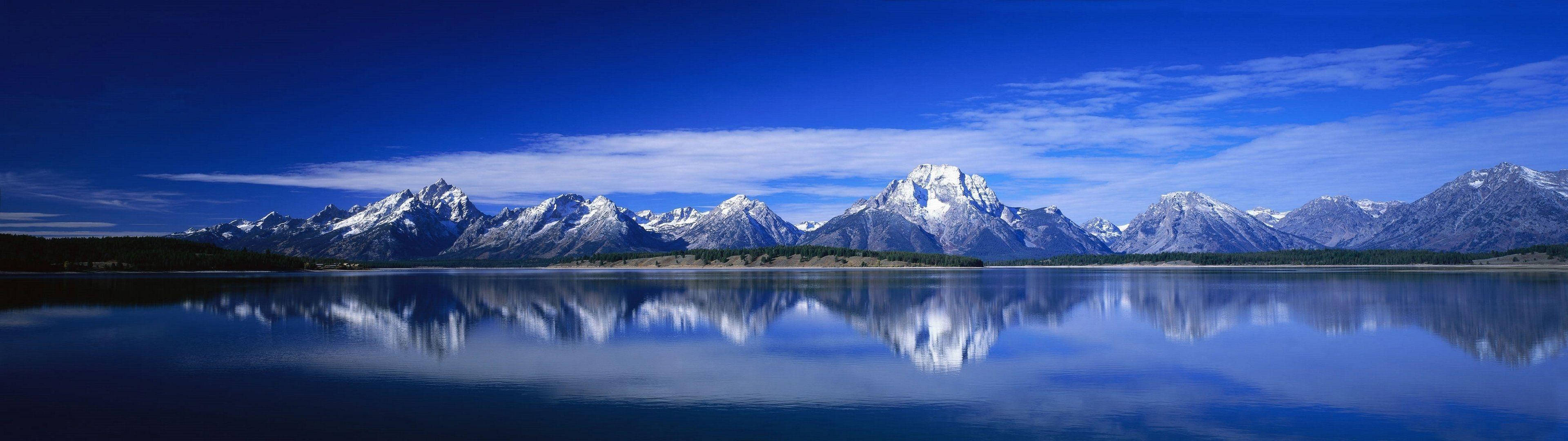 Hồ Núi Màn Đôi 3840x1080 HD Hình nền
