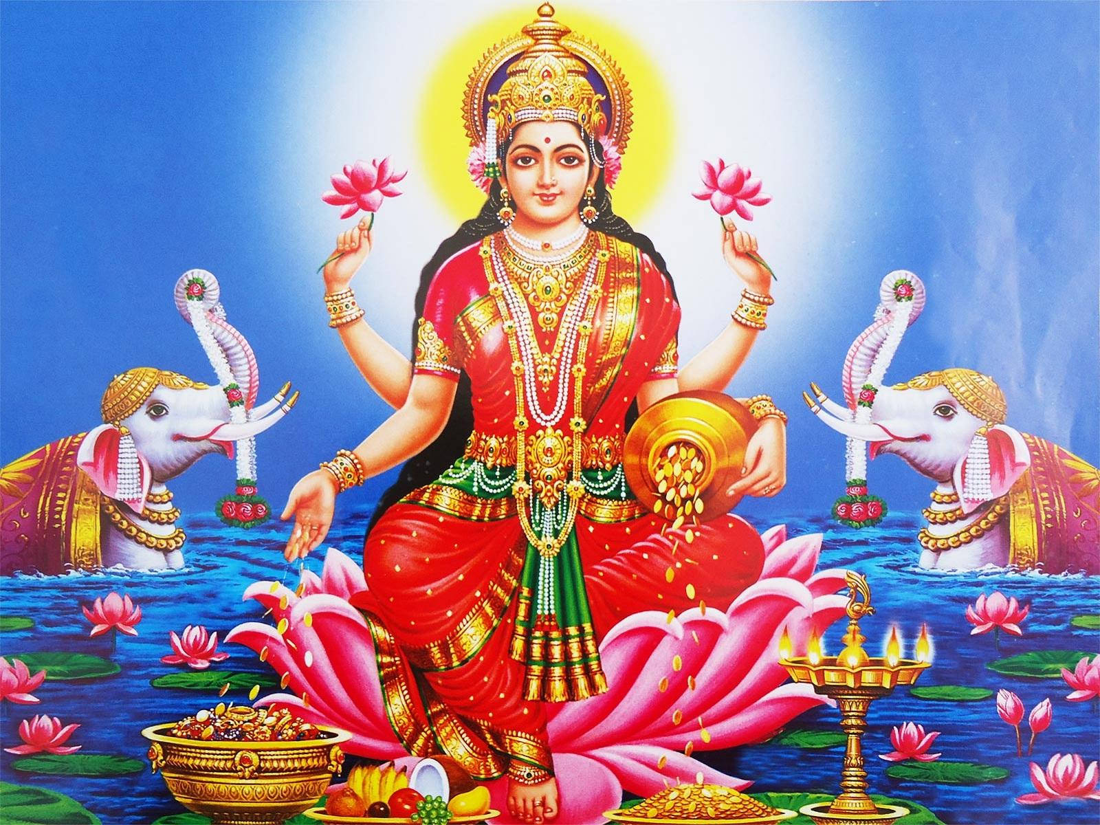 Hoa Sen Thần Thánh Tượng Trưng Cho Nữ Thần Lakshmi Hình nền