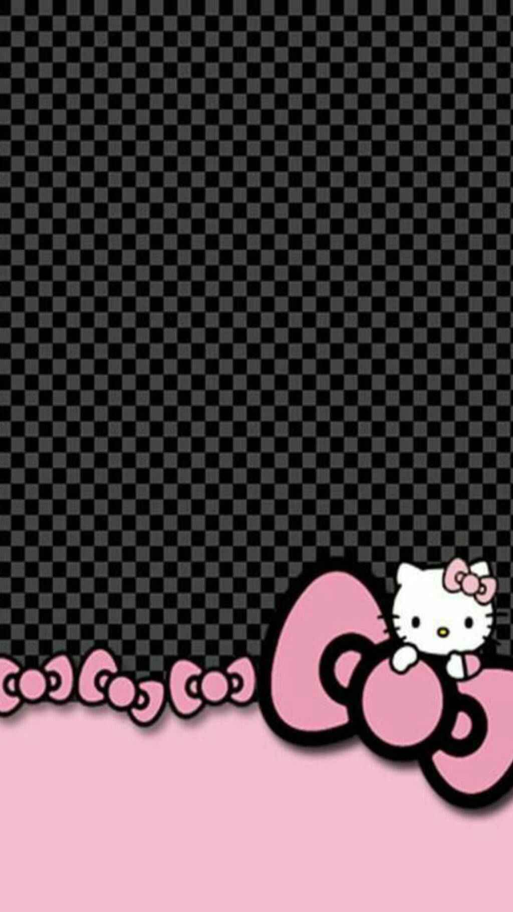 Họa tiết ca rô đen Hello Kitty Hình nền