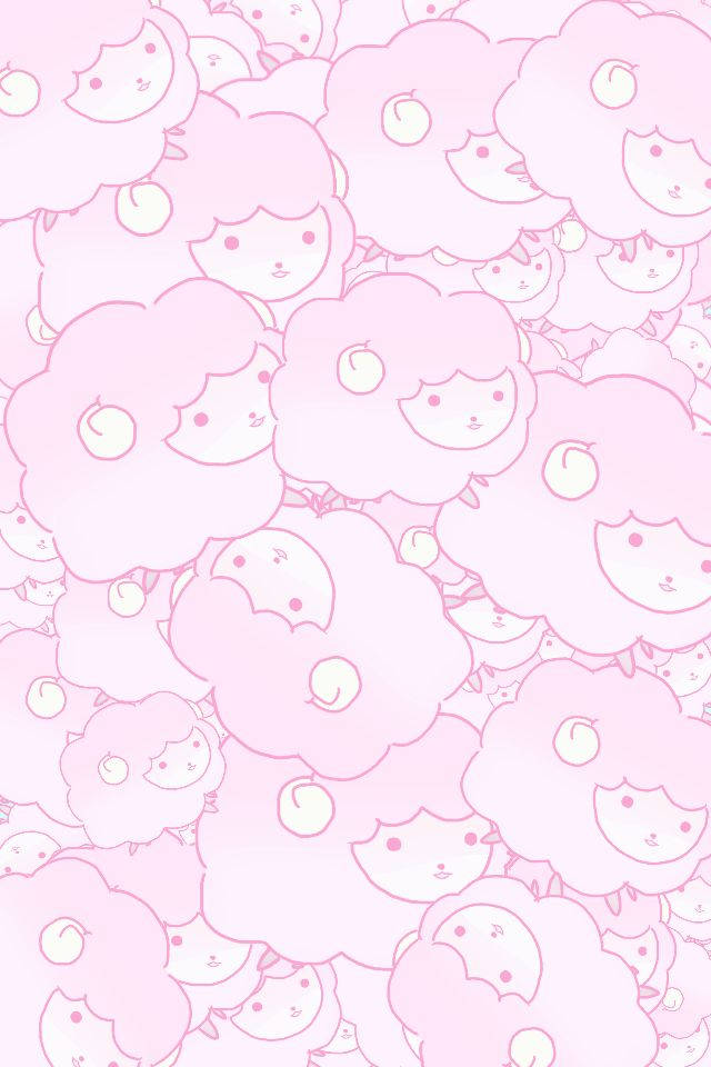 Họa tiết Cừu hồng Kawaii liền mạch Hình nền