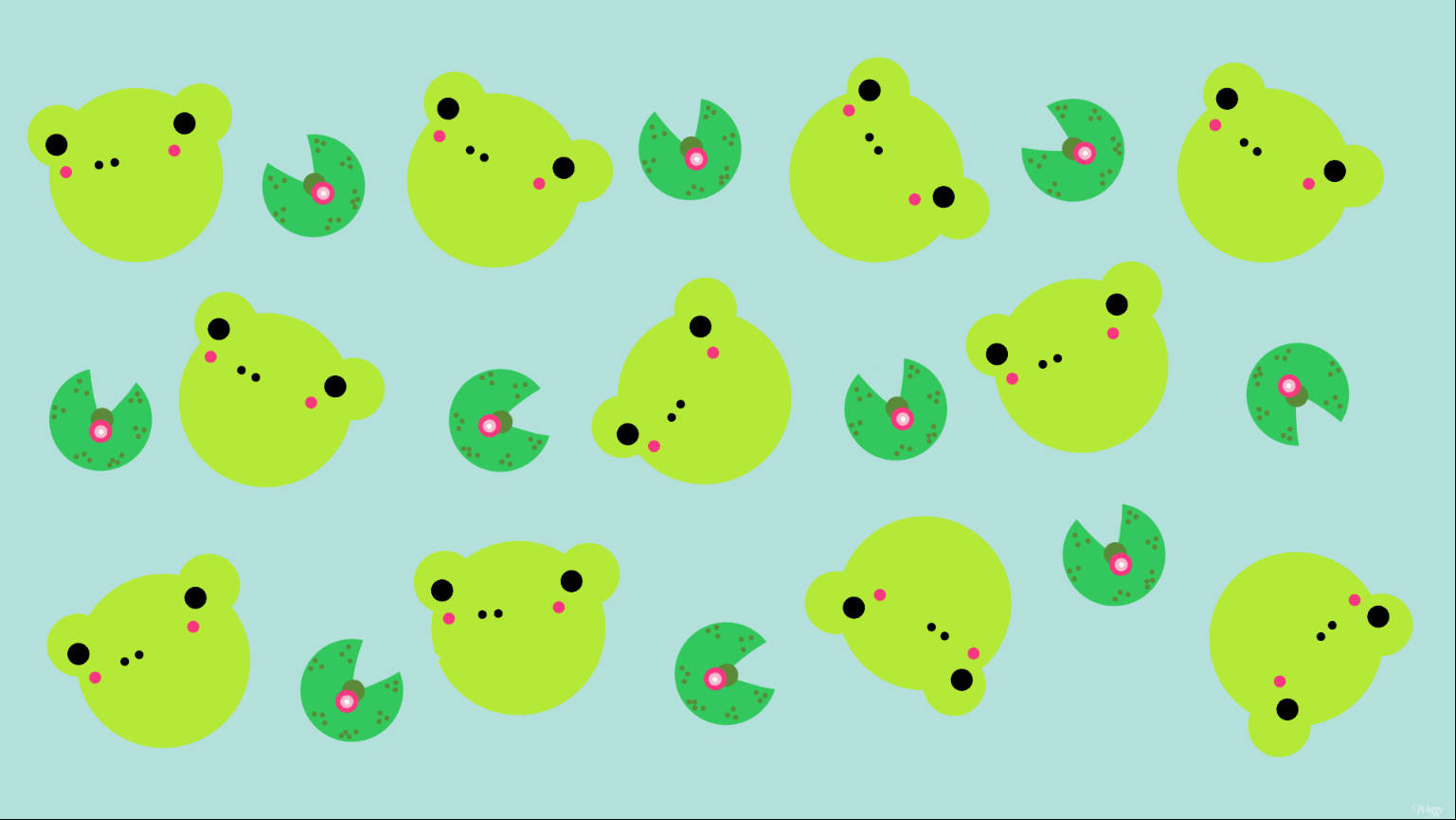 Họa tiết ếch kawaii xanh và vàng Hình nền