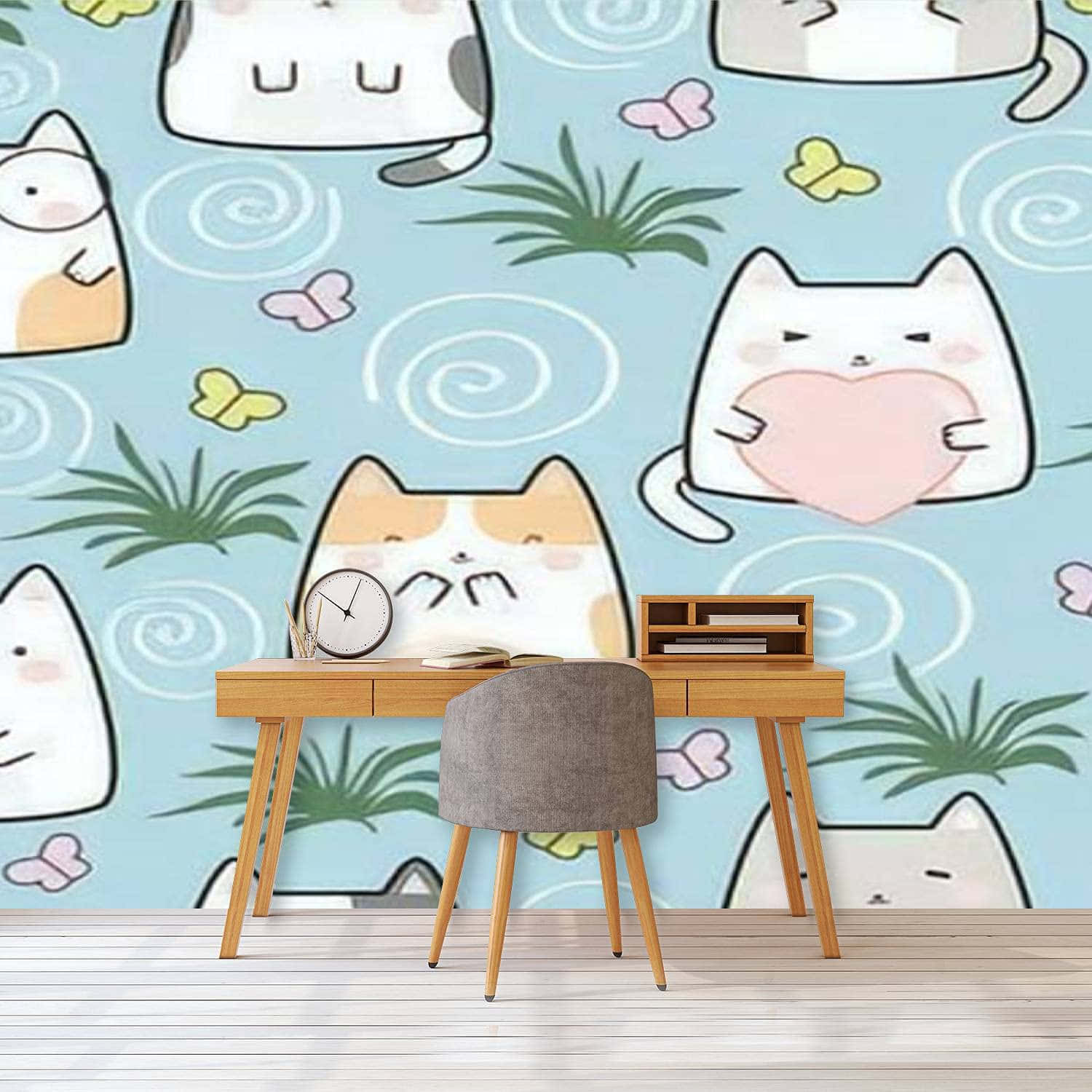 Họa tiết mèo ngọt ngào với tông màu pastel phù hợp cho mọi căn phòng. Hình nền
