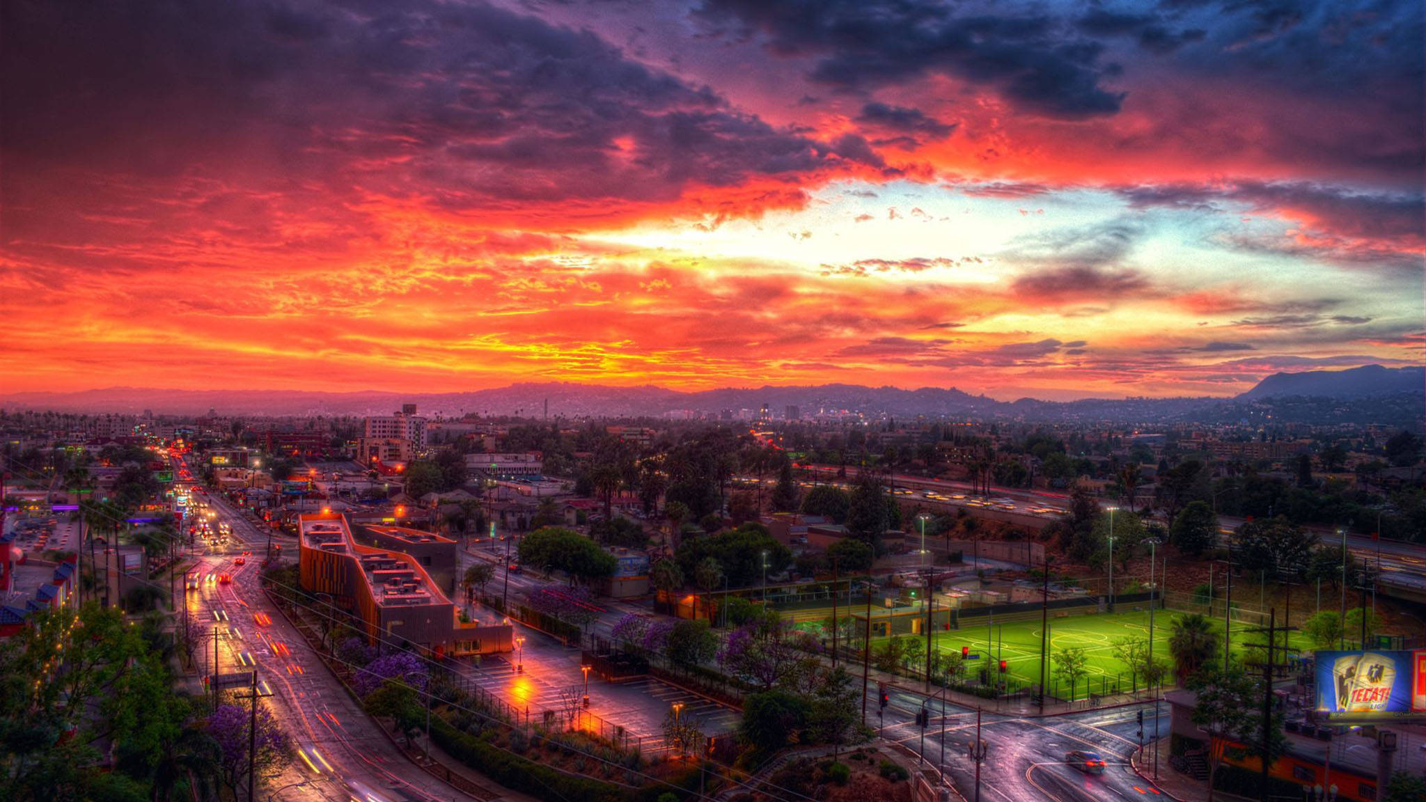 Hoàng hôn đỏ rực Los Angeles Hình nền