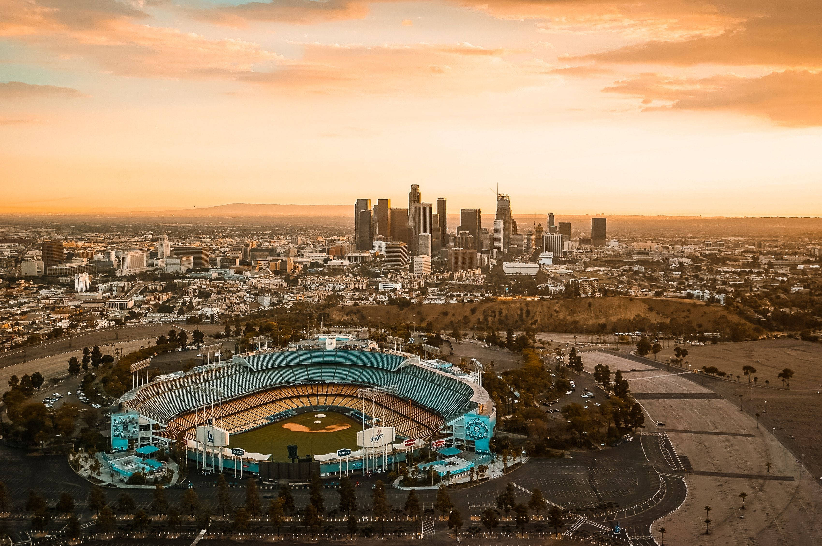 Hoàng hôn Los Angeles màu cam nhạt Hình nền
