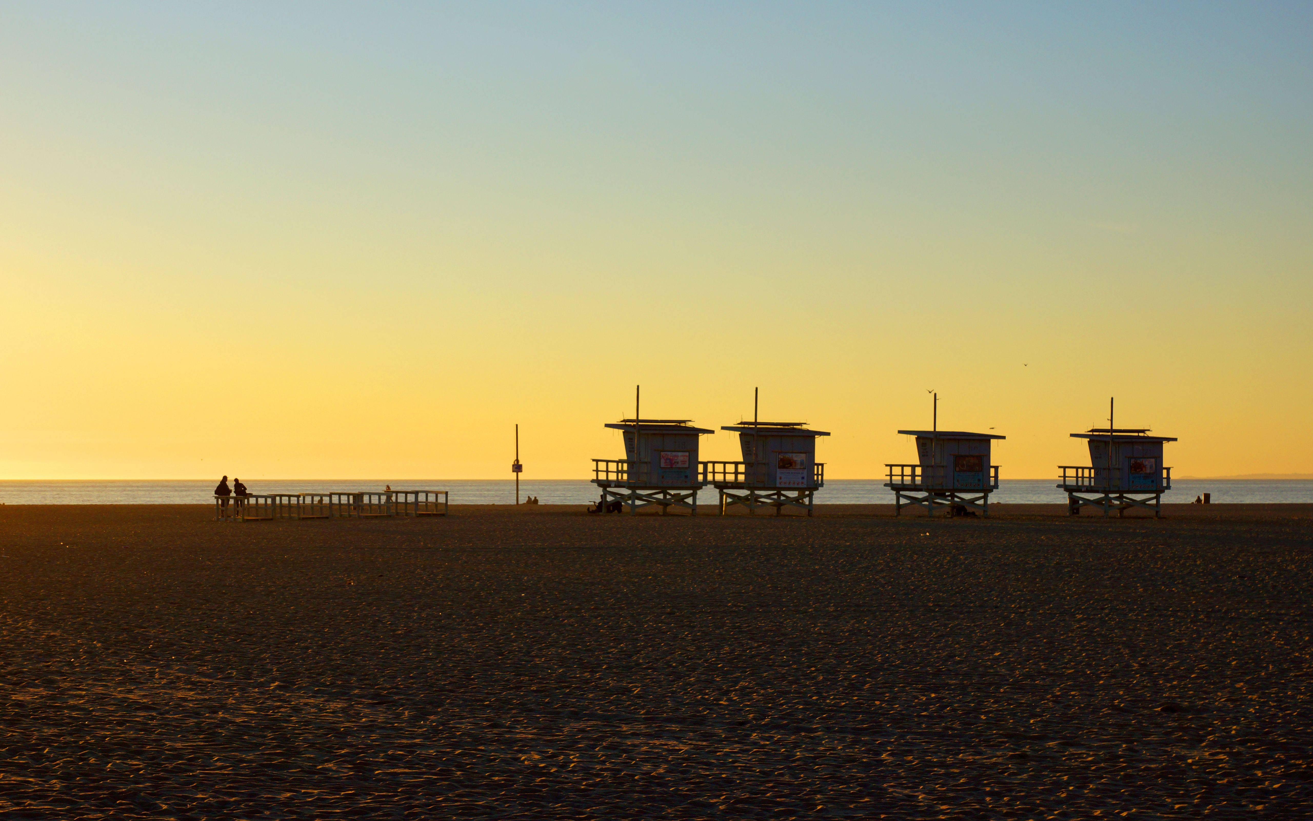 Hoàng hôn Los Angeles sắc xanh vàng Hình nền