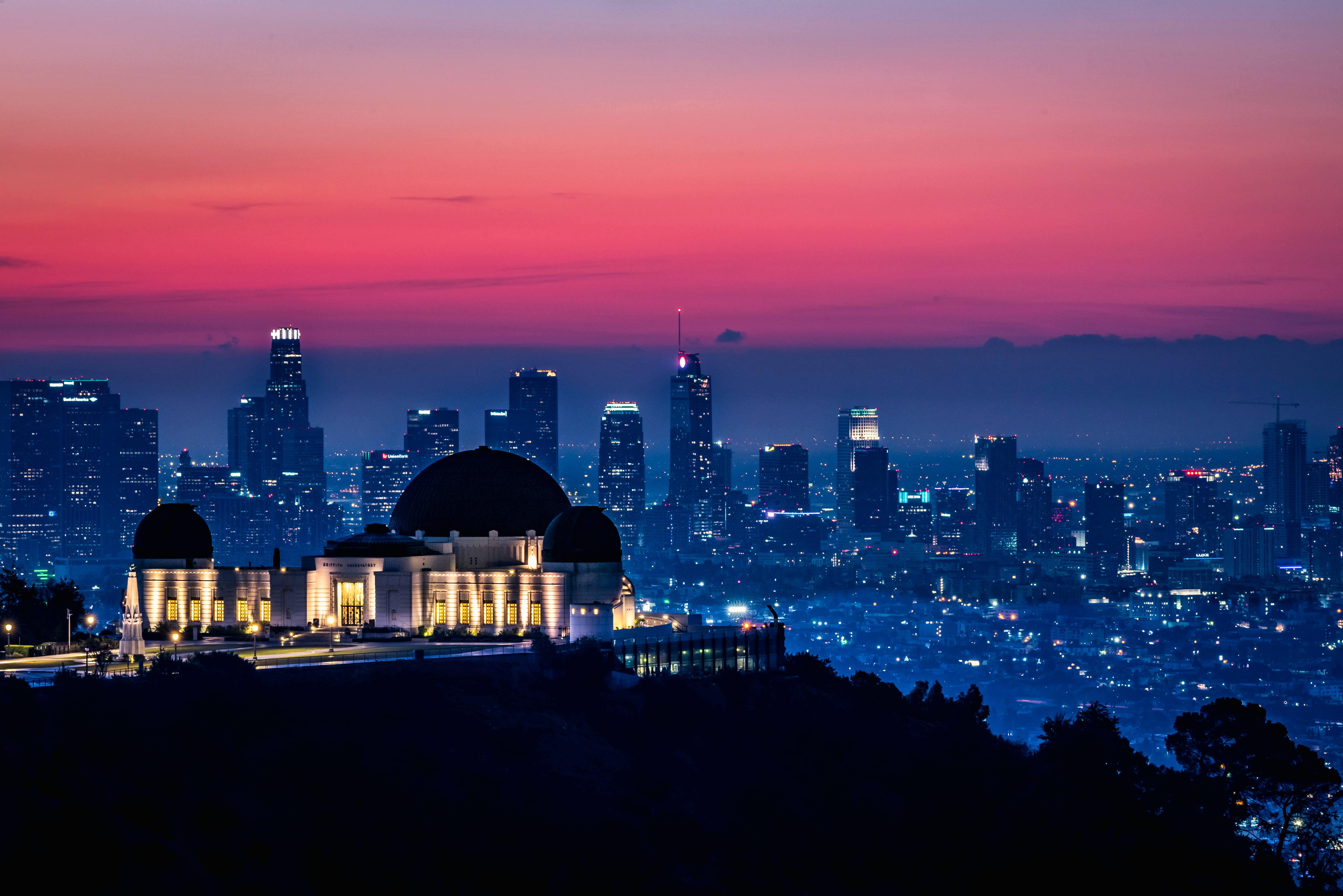 Hoàng hôn Los Angeles mê hoặc từ Đài thiên văn Griffith Hình nền
