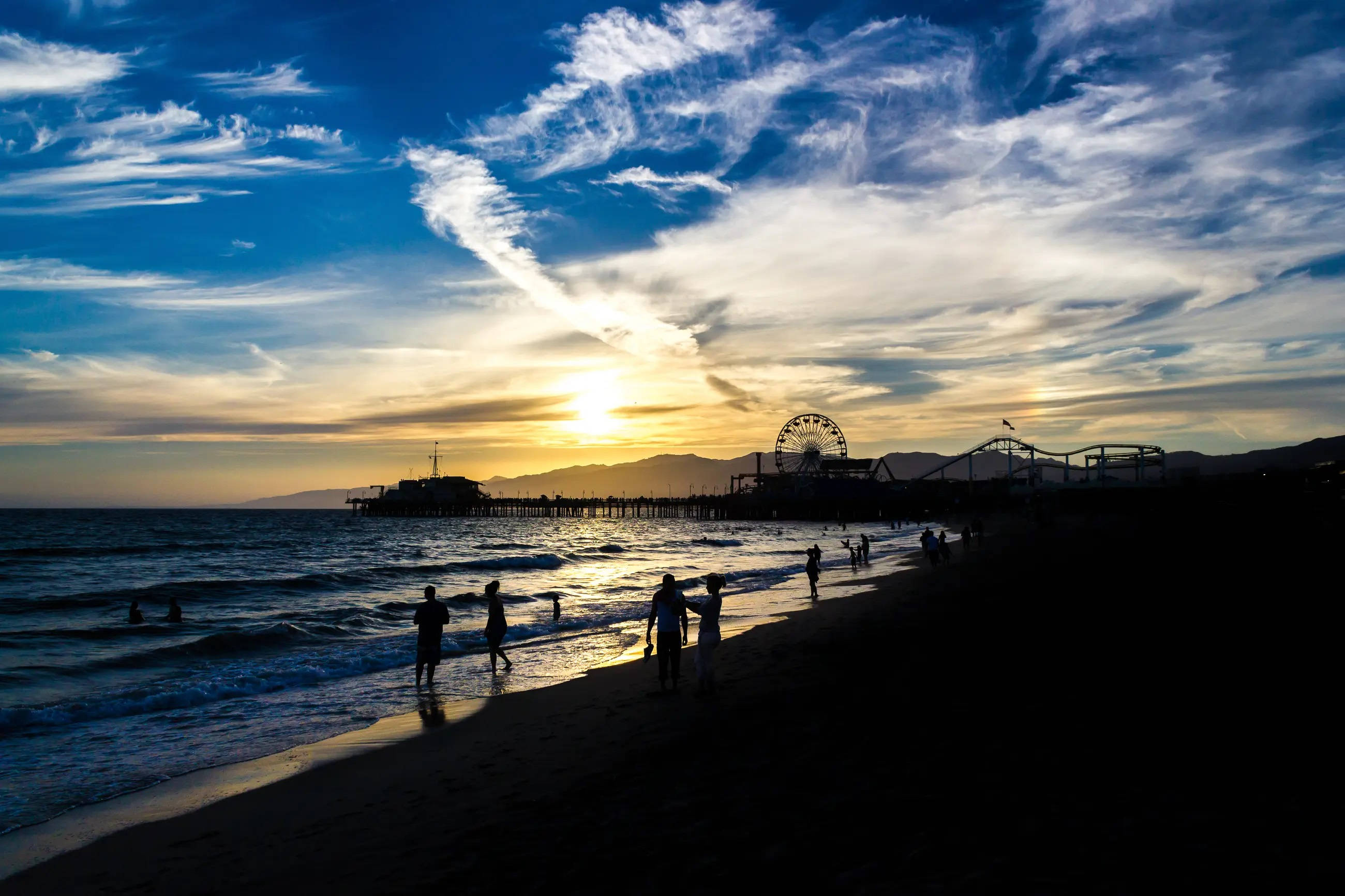 Hoàng hôn Los Angeles tại Sta. Monica Hình nền