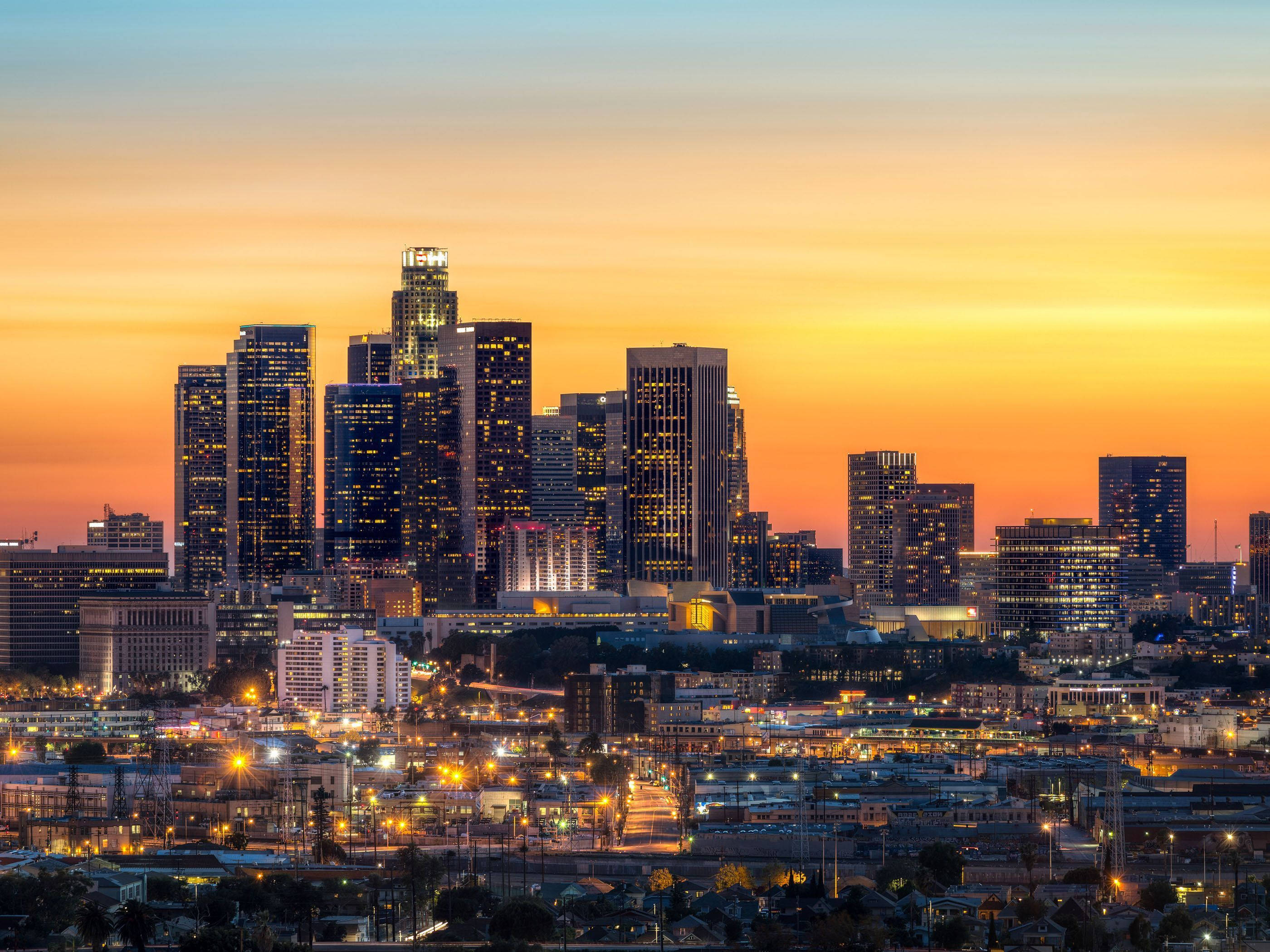 Hoàng Hôn Los Angeles Vàng Cam Hình nền