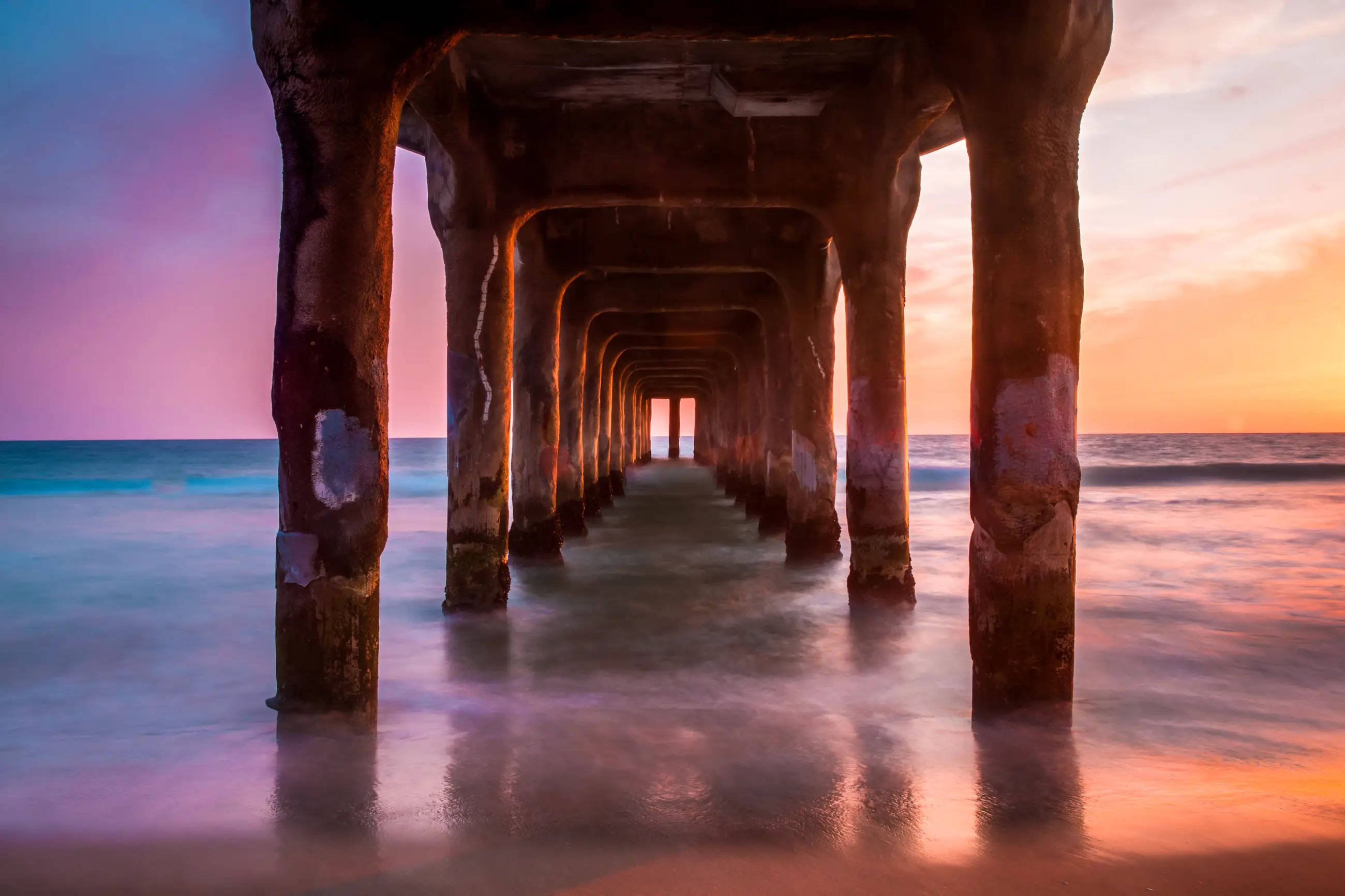 Hoàng hôn Manhattan Beach Los Angeles Hình nền